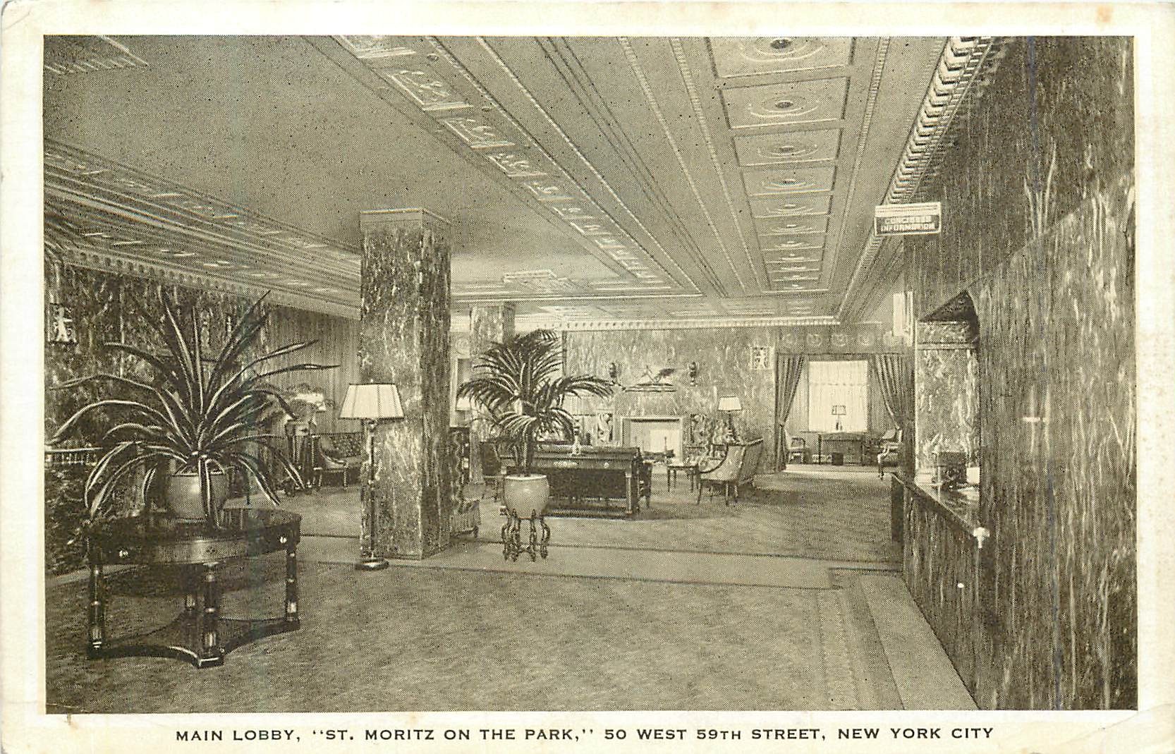 CPA Main Lobby St Mortz on the Park So West 59th Street New York City