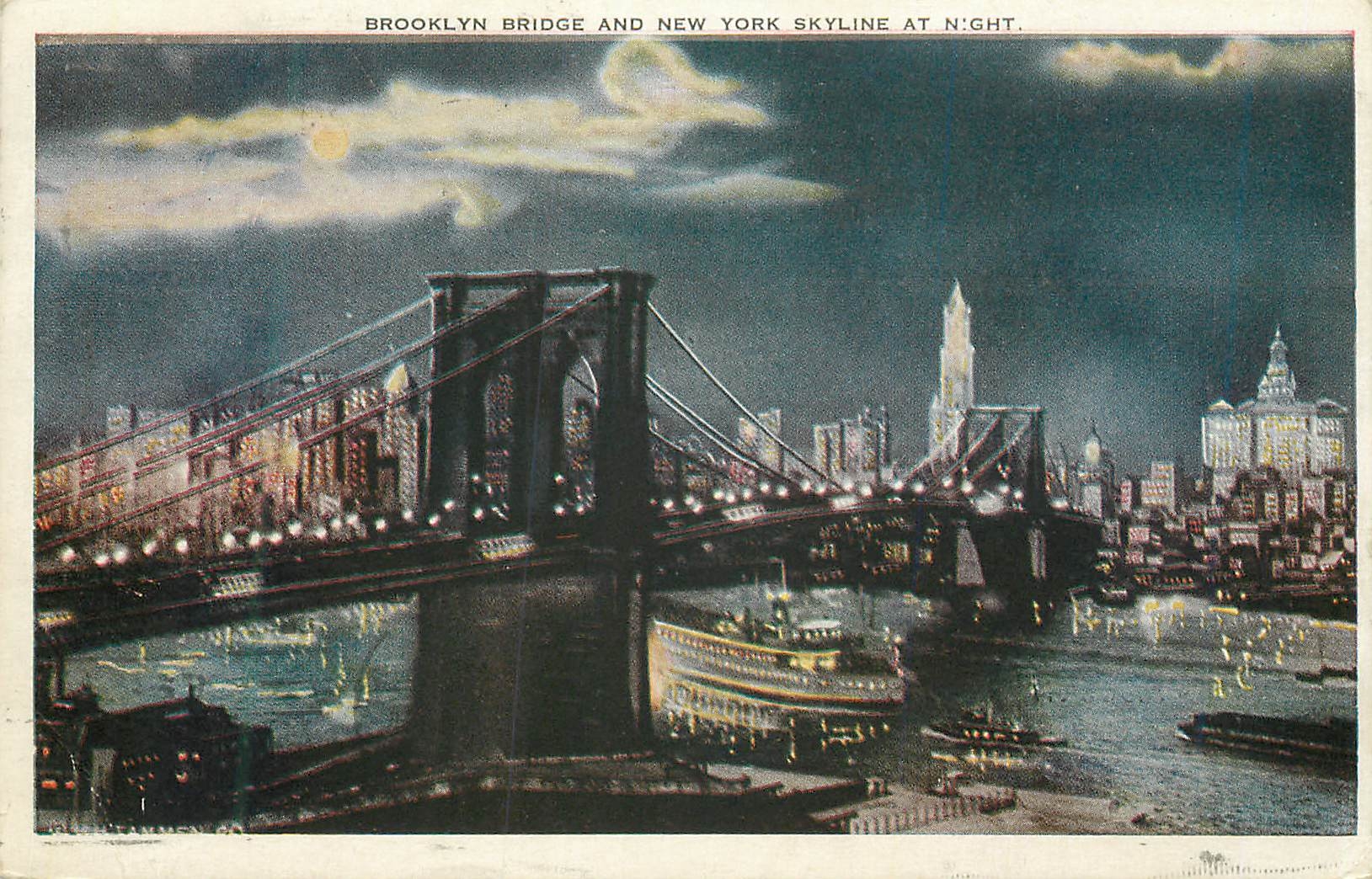 CPA Brooklyn Bridge and New York Skyline at Night