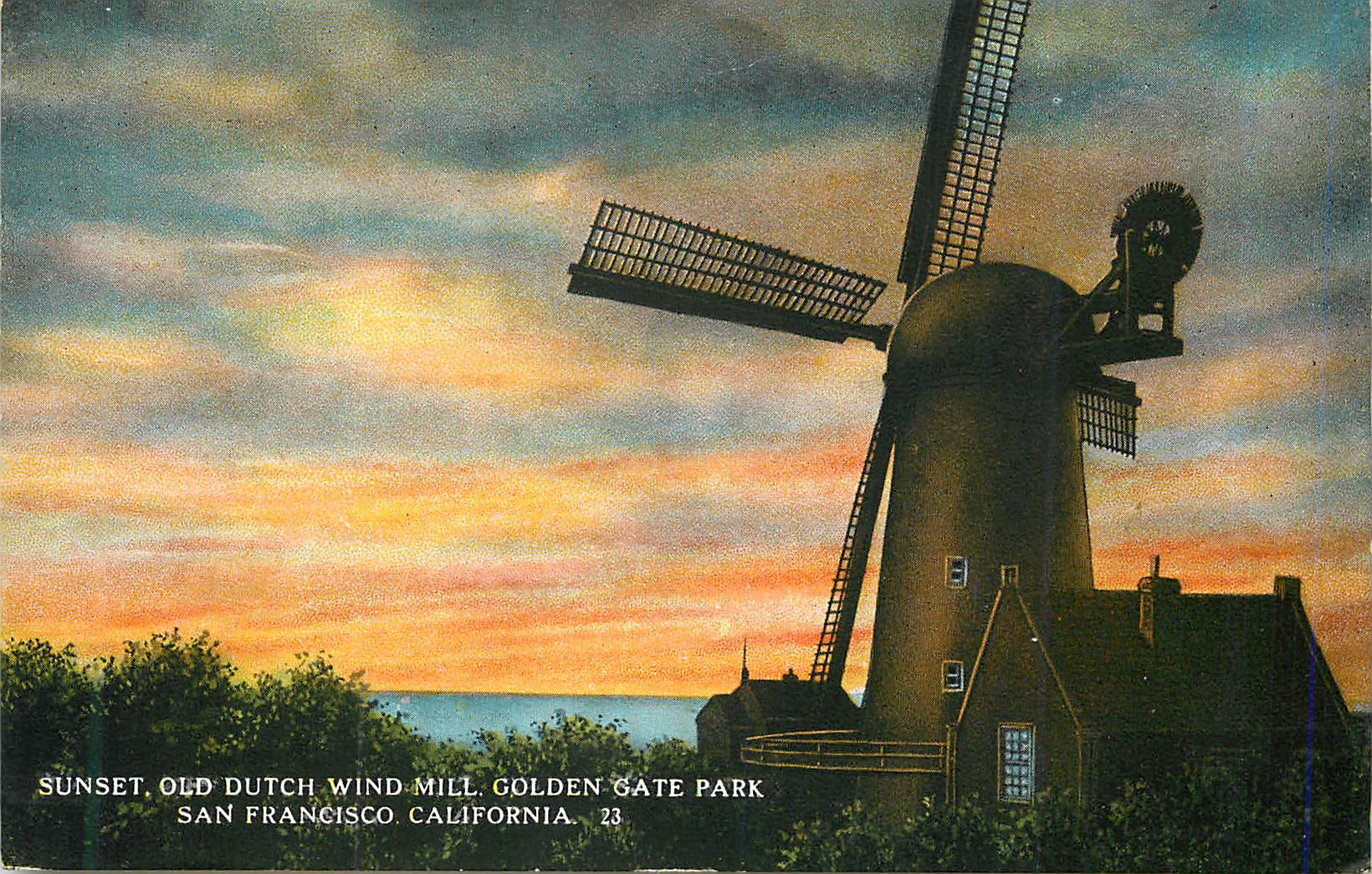 CPA Sunset Old Dutch Wind Mill Golden Gate Park San Francisco California Moulin