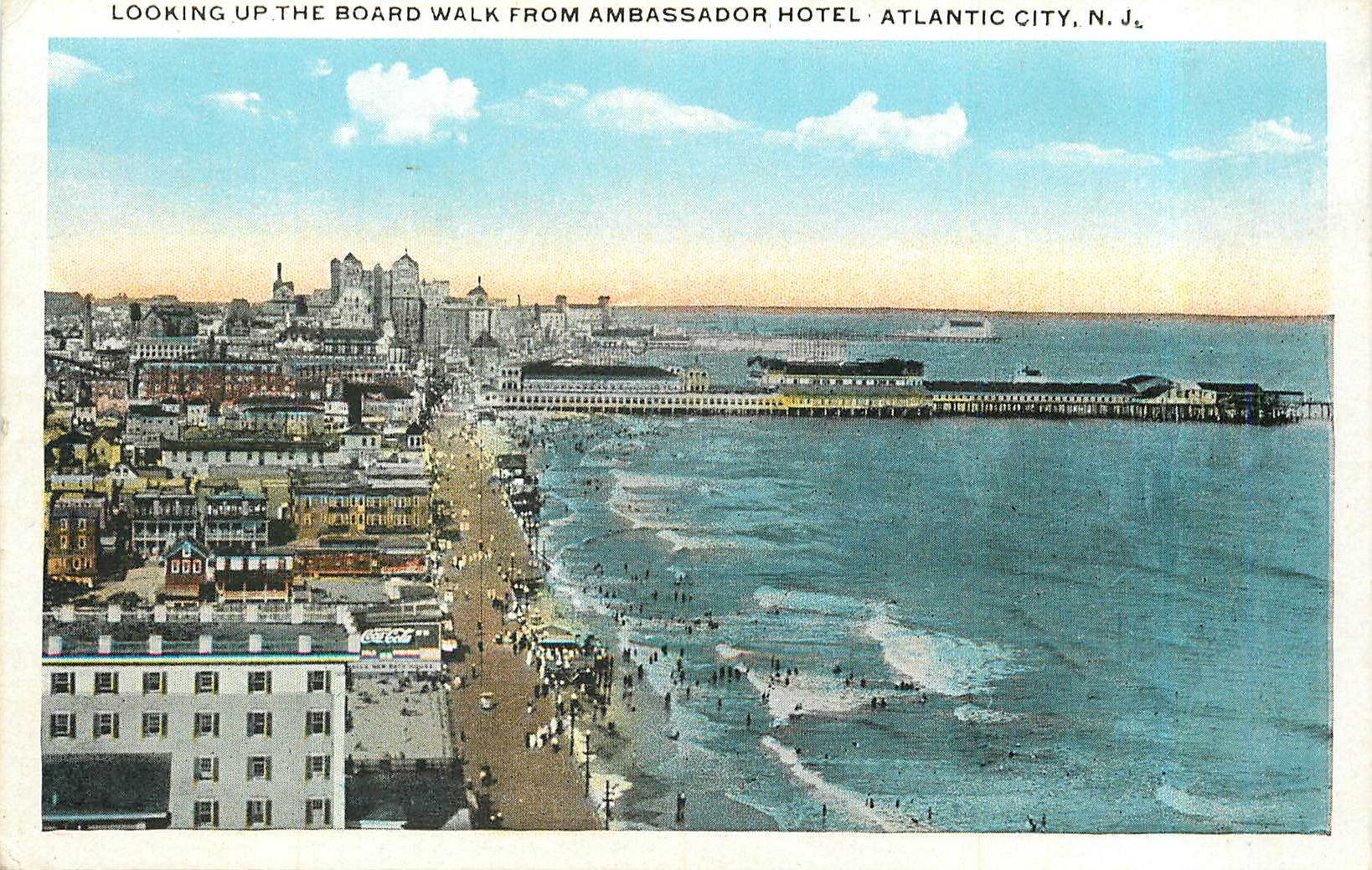 CPA Looking Up the Board Walk From Ambassador Hotel Atlantic City NJ
