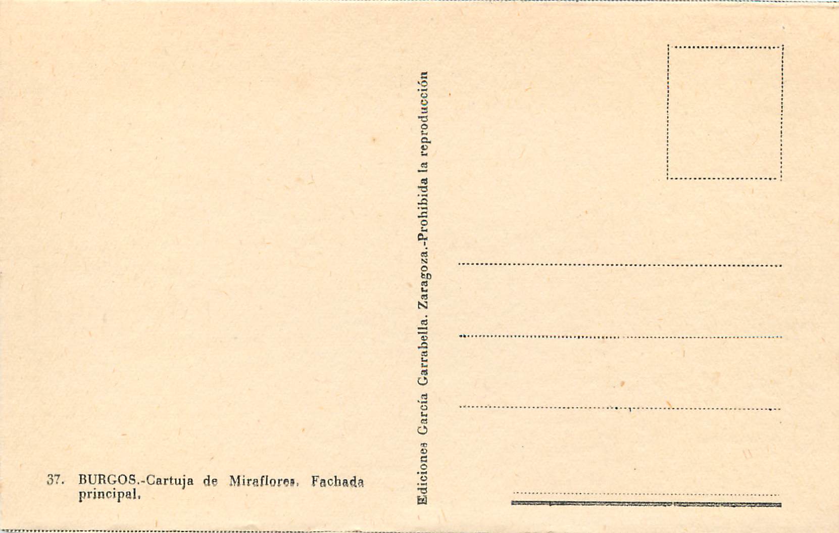 CPM Burgos Cartuja de Miraflores fachada Principal — Rückseite