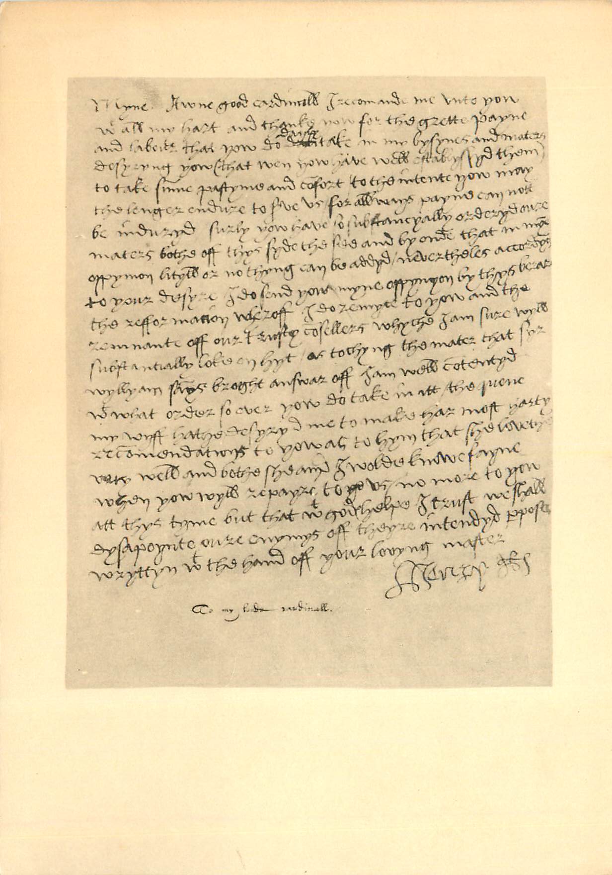 CPM British museum Henry VIII Letter to cardinal Wolsey