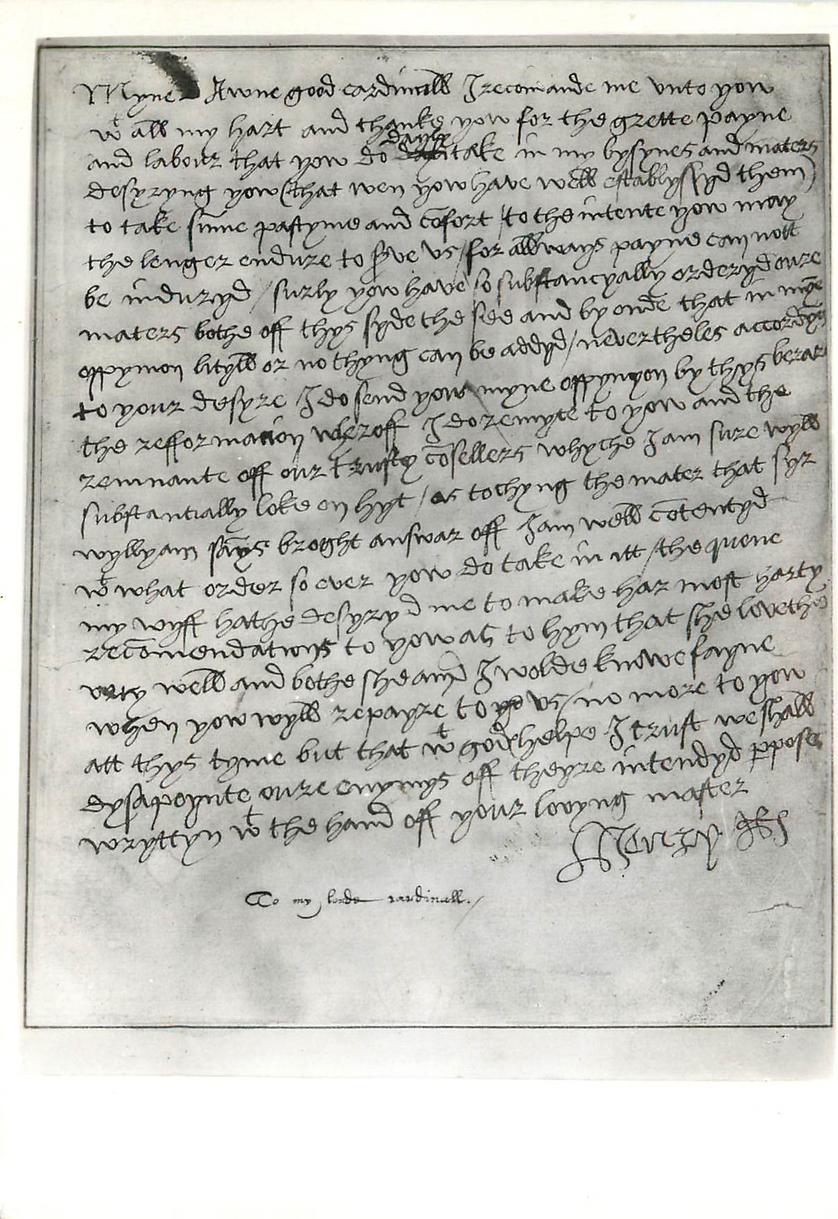 CPM British museum Henry VIII Letter to cardinal Wolsey