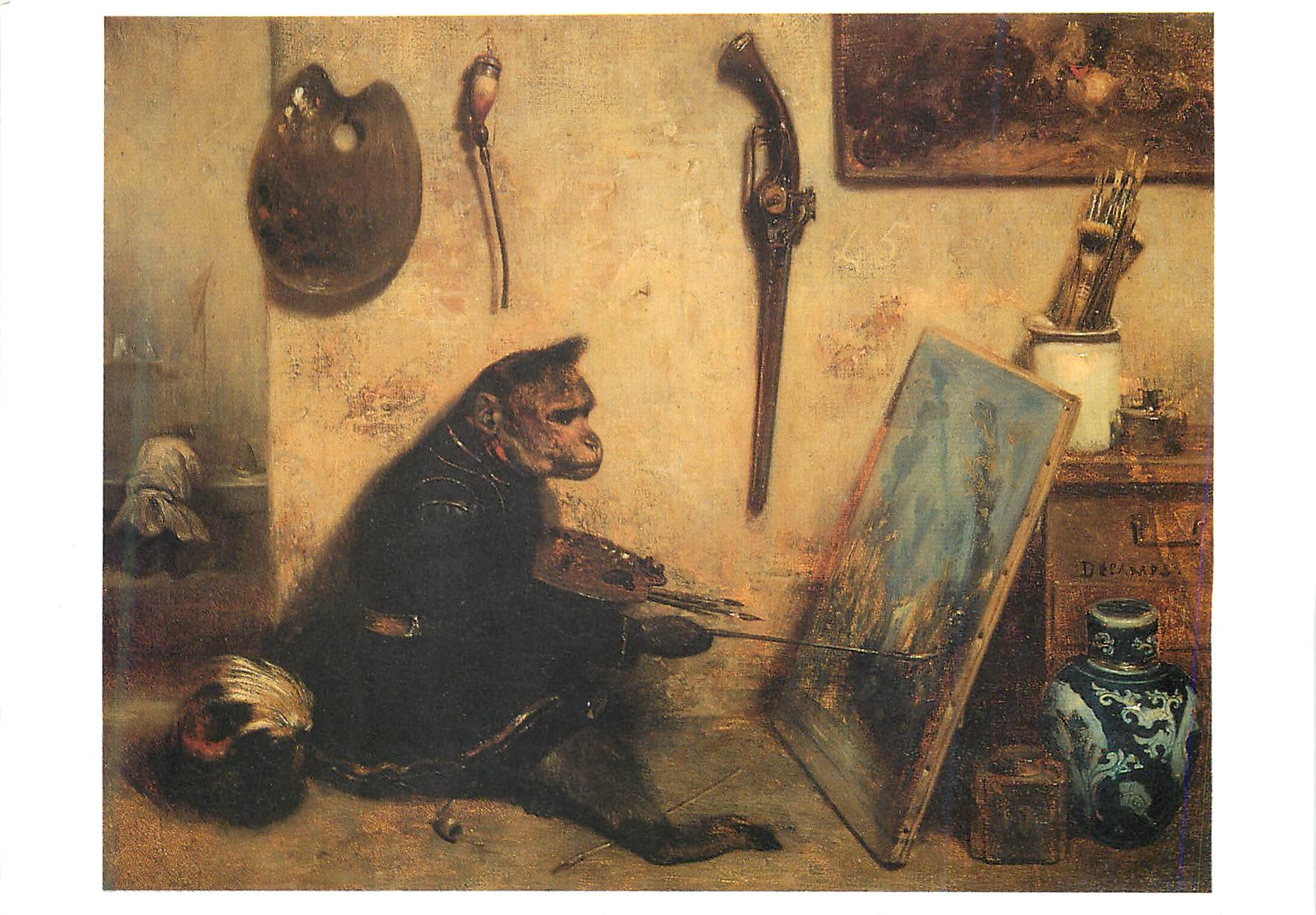 CPM Alexandre Gabriel Decamps 1803 1860 Le Singe Peintre dit aussi Interieur d'atelier