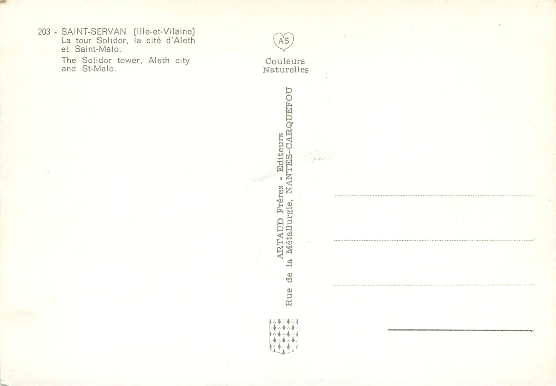 Saint-Servan (Ille-et-Vilaine) — La tour Solidor, la cité d'Aleth et Saint-Malo — ArtAUD Frères, Nantes — Reverso