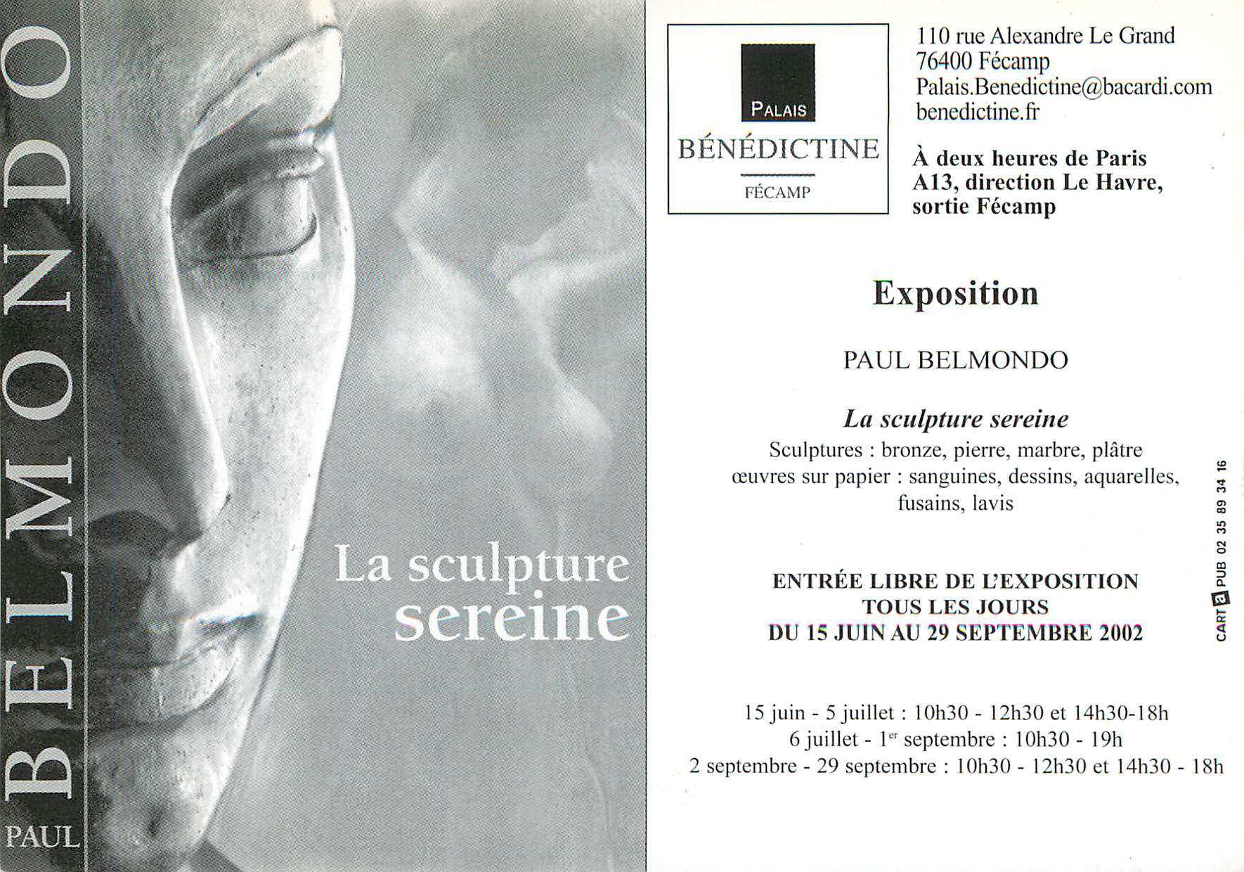 CPM Exposition Paul Belmondo la Sculpture Sereine — Rückseite