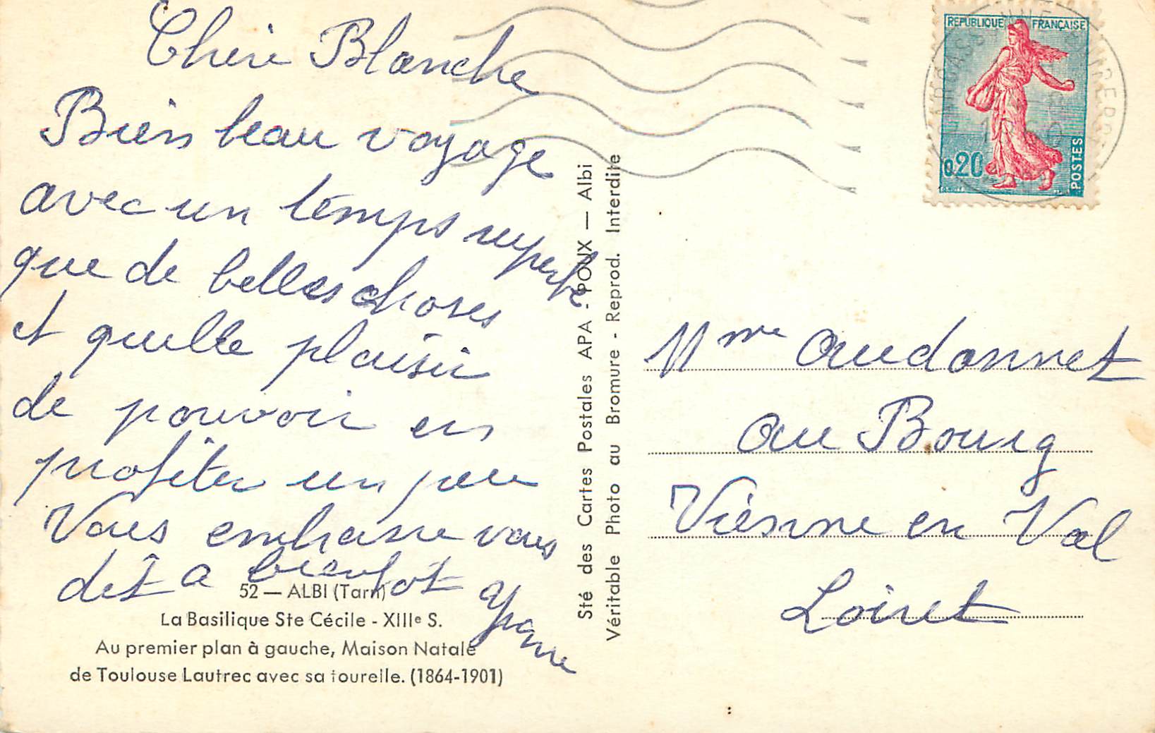 CPM Albi La Basilique ste Cecile XIIIe S Au Premier Plan a Gauche Maison Natale de Toulouse Lautrec avec sa Tourelle (18 — Rückseite
