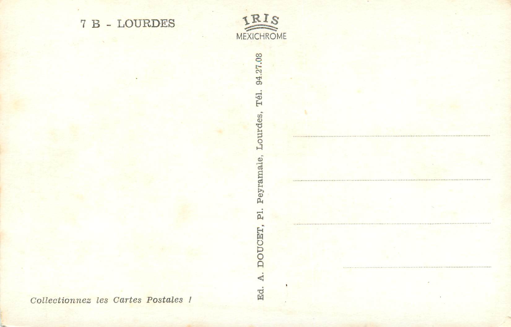 CPM Souvenir de Lourdes — Verso