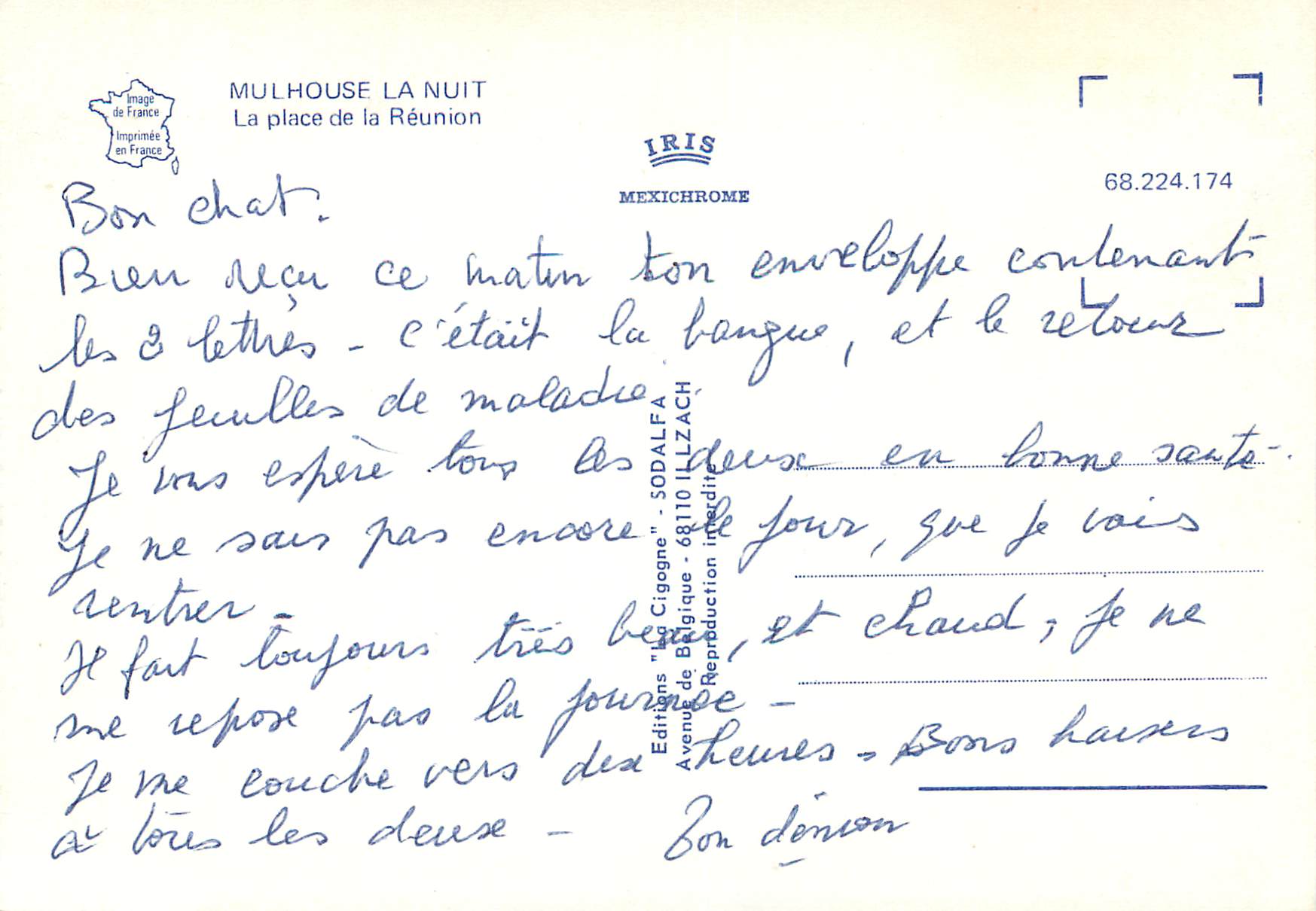 Mulhouse — La place de la Réunion — Éditions 'La Cigogne' n°68.224.174 — Rückseite