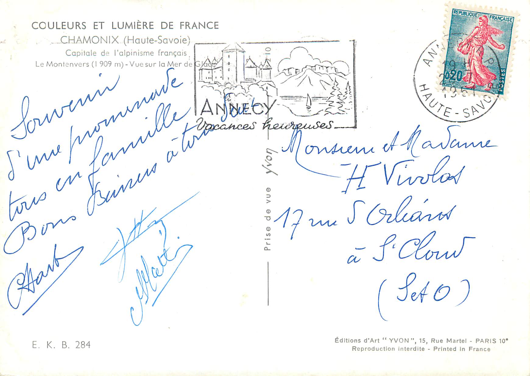 CPM Couleurs et lumiere  de France Chamonix (Haute savoie) — Verso
