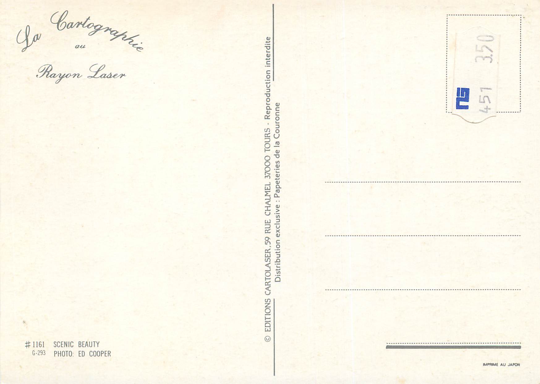 CPM la Cartographie au Rayon Laser Scenic Beauty — Rückseite