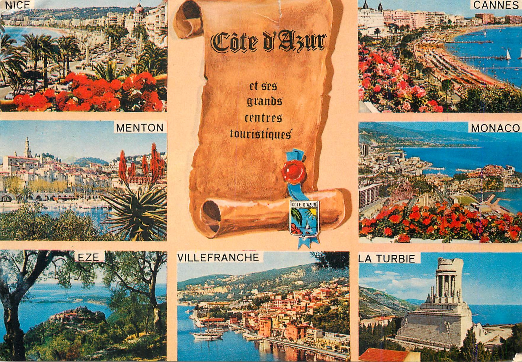 CPM Cote d'Azur French Riviera les Grands Centres Touristiques Menton Cannes Monaco La Turbie Eze Villefranche