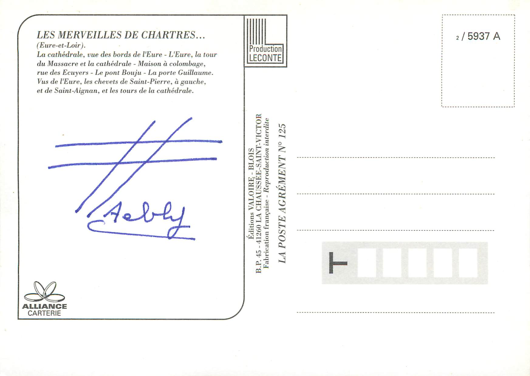 CPM le Vieux Chartres — Rückseite