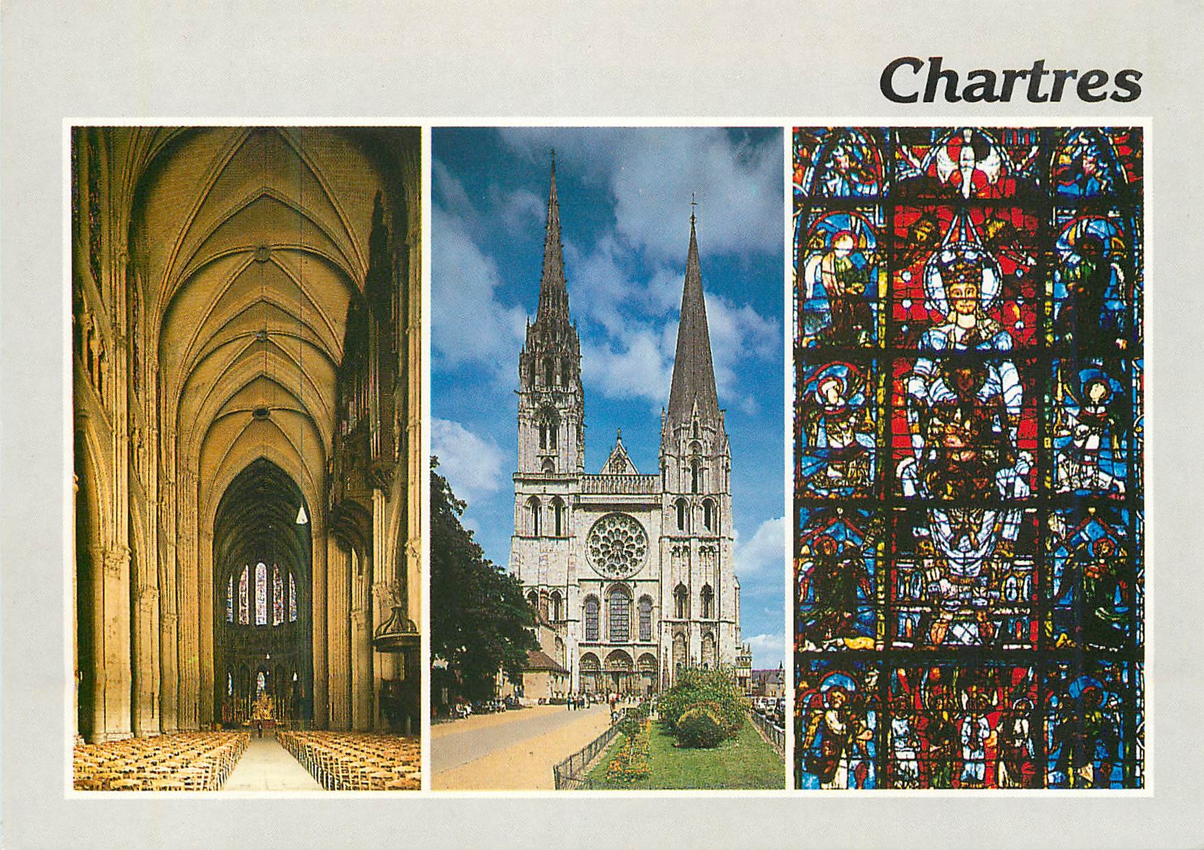 Chartres — Cathédrale, façade ouest, verrière — Éditions et Impressions Combier / Mâcon, n° C3 28085-0-0023