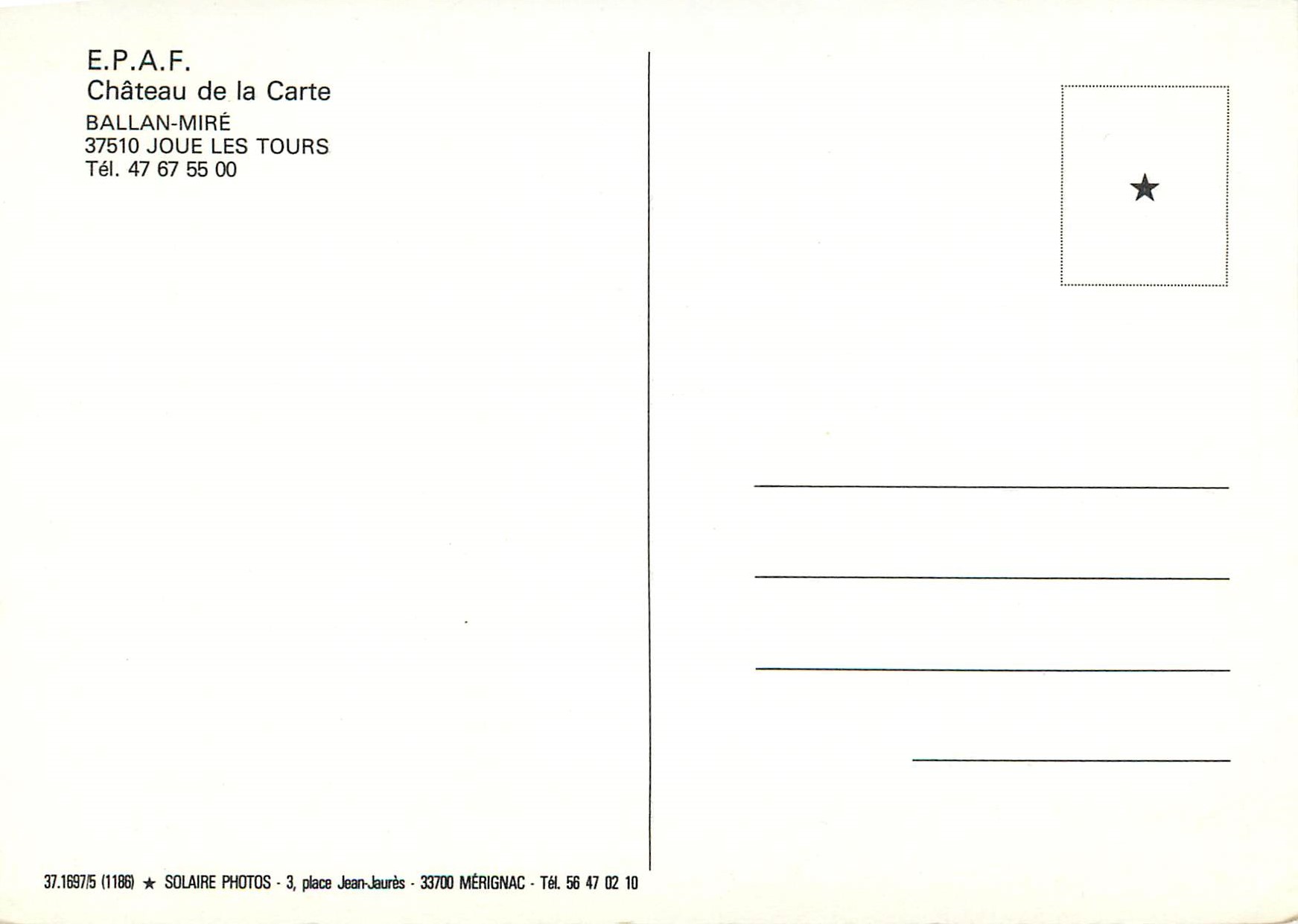 CPM Chateau de la Carte Ballan Mire — Rückseite