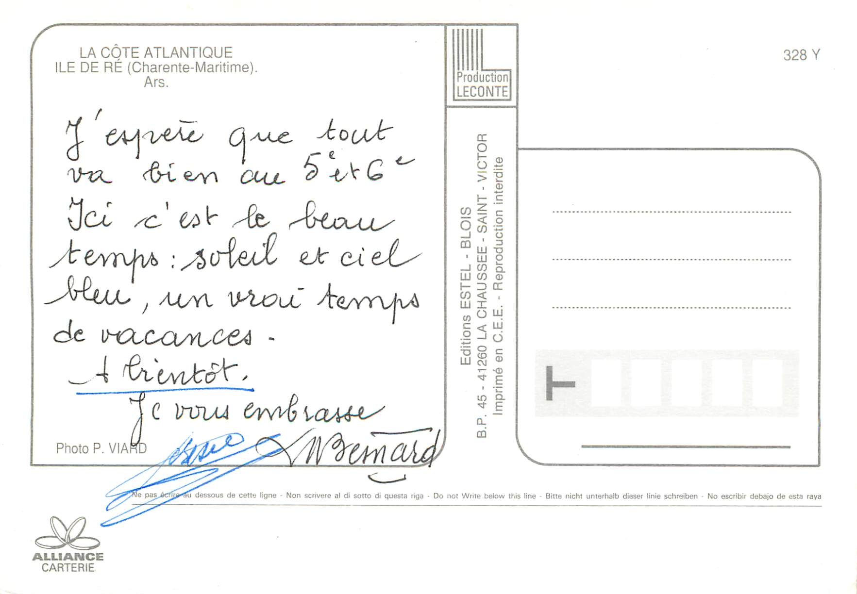 CPM Ile de Re Charente Maritime)la Cote Atlantique — Back