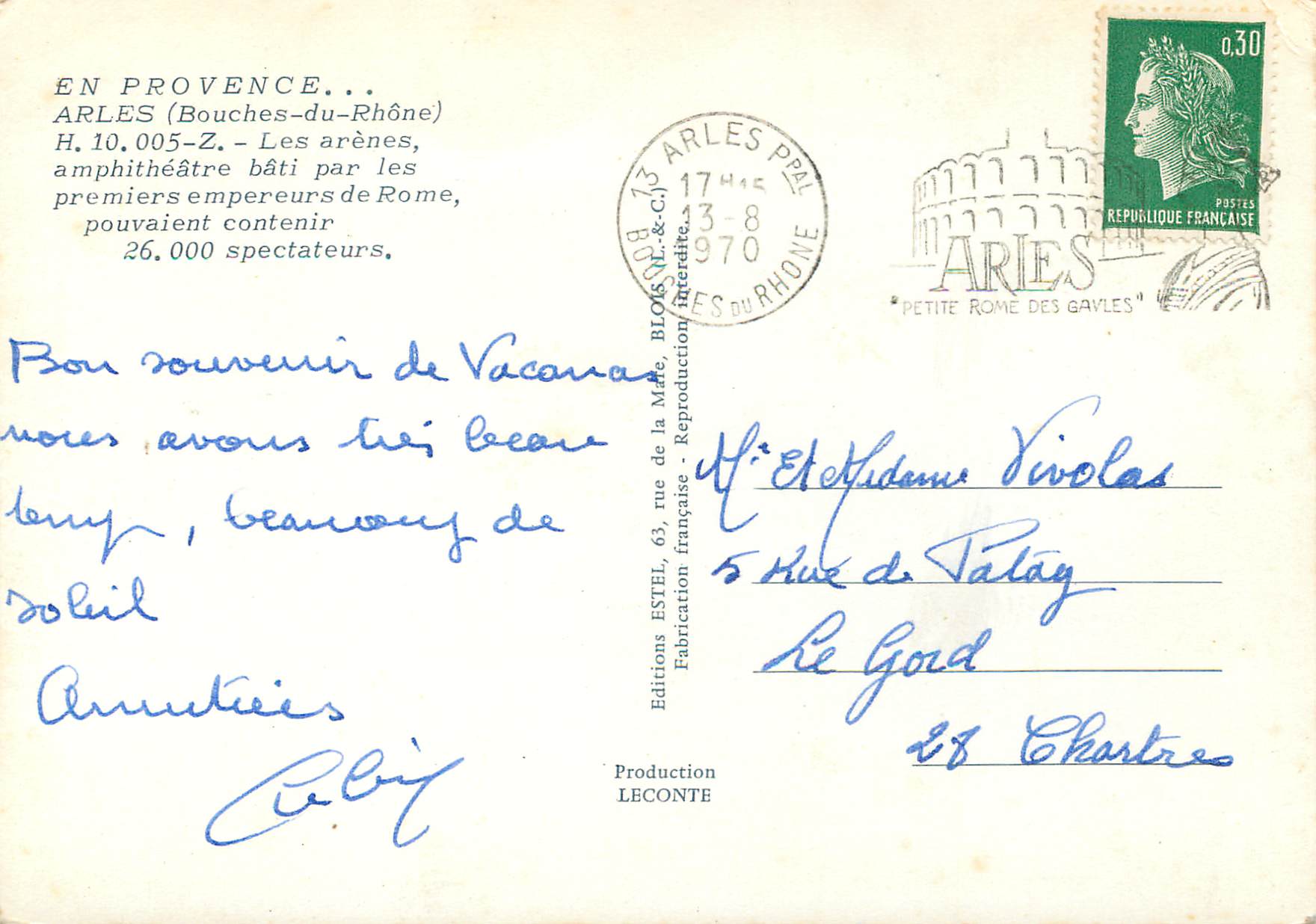 CPM En Provence Arles(Bouches du Rhone) les Arenes Amphitheatre — Verso