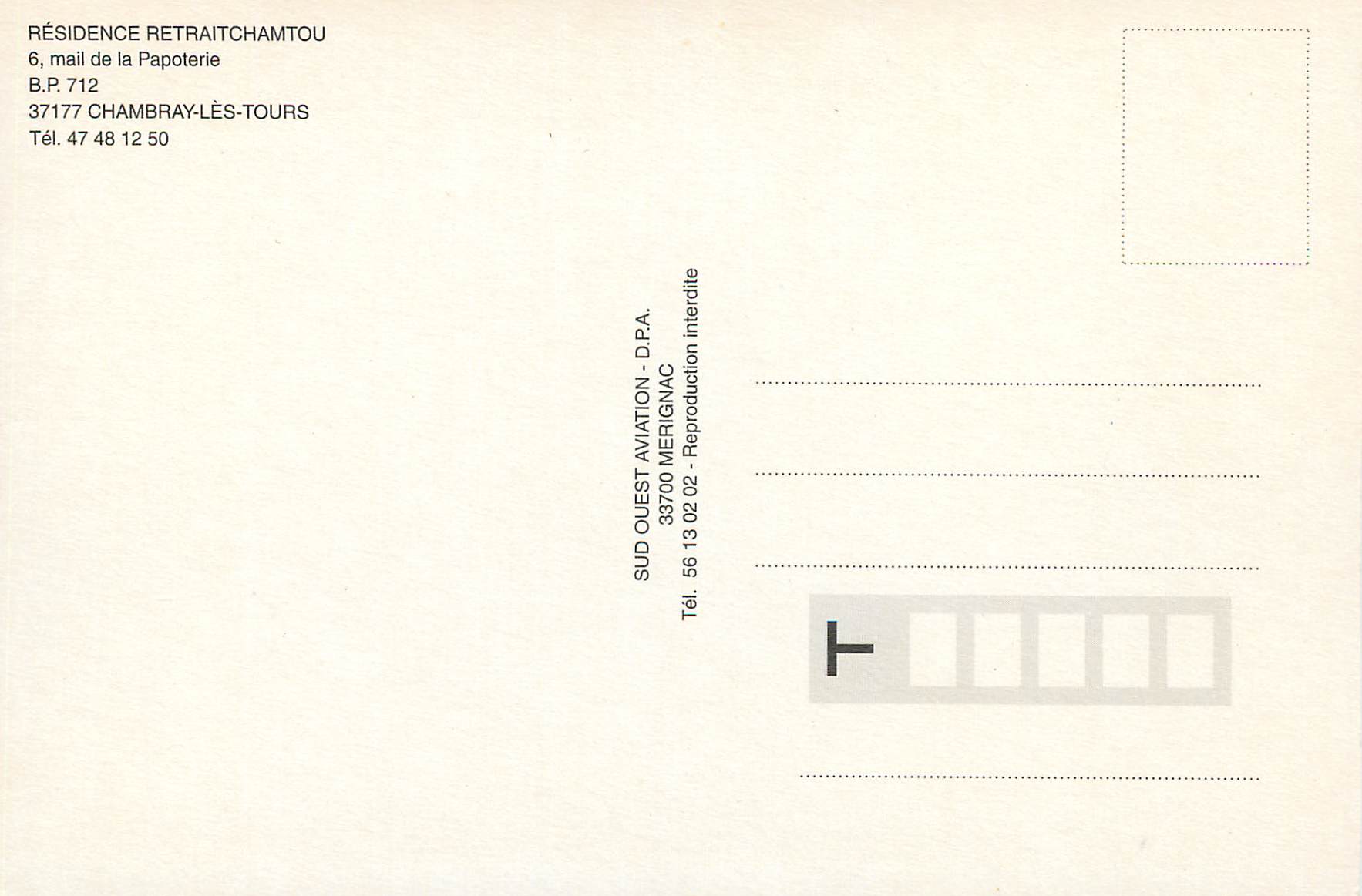 CPM Residence Retraitchamtou Mail de la Papoterie Chambray les Tours — Rückseite