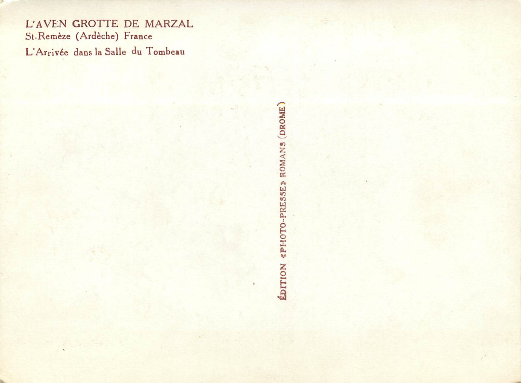 Grotte de Marzal — Salle du Tombeau — Édition Photo-Presses Romans (Drôme) — Reverso