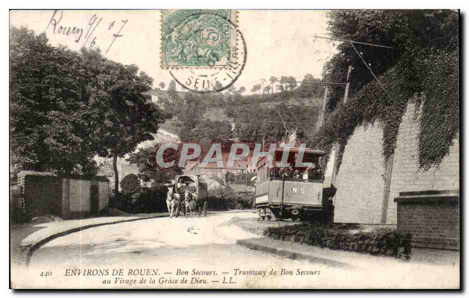 Environs de Rouen — Bon Secours — Tramway de Bon Secours au Virage de la Grâce de Dieu — L.L.