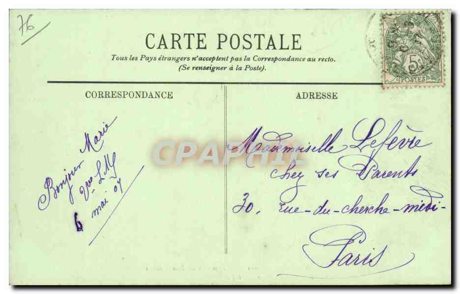 Alrededor de Rouen — Viraje de la Gracia de Dios — Tranvía de Bon Secours — N°5 — LL. — Reverso