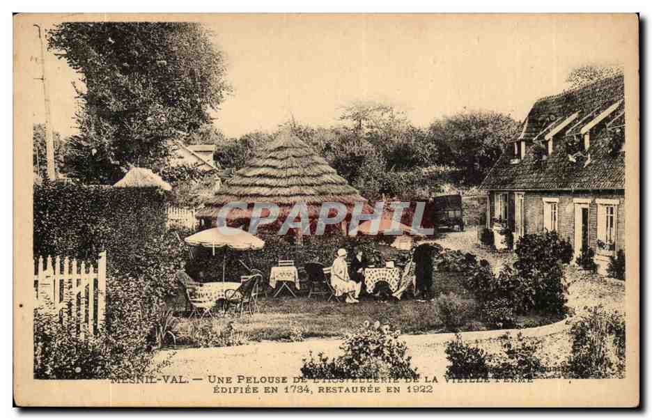 Mesnil Val CPA Une pelouse d l hostellerie de la vieille ferme edifiee en 1784 restauree en 1922