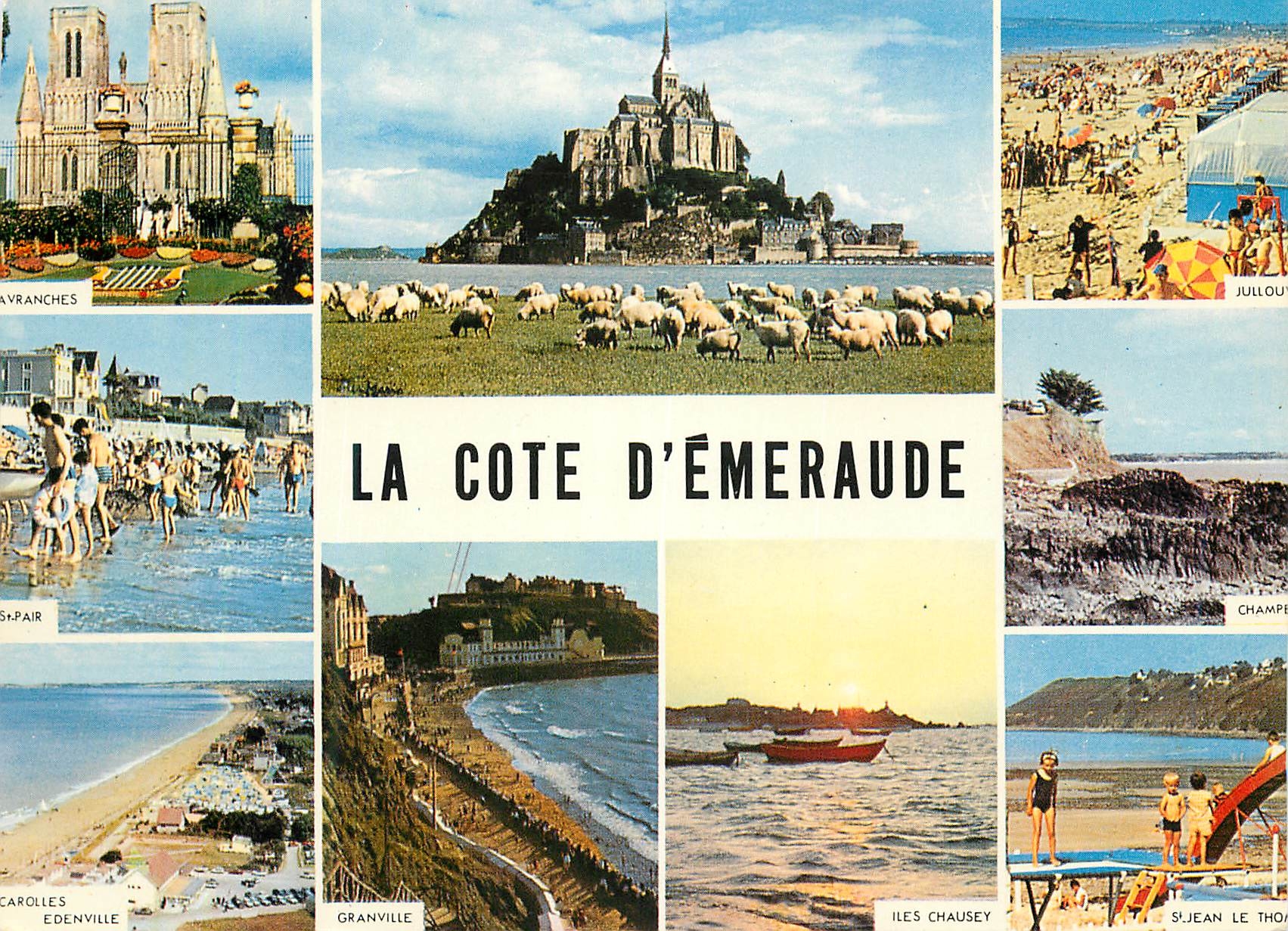CPM souvenir de la cote d'emeraude le mont st michel avranches st pair carolles edenville granville iles chausey st jean