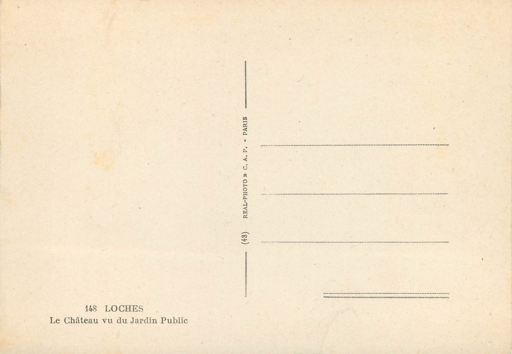 CPM Loches le chateau vu du jardin public — Rückseite