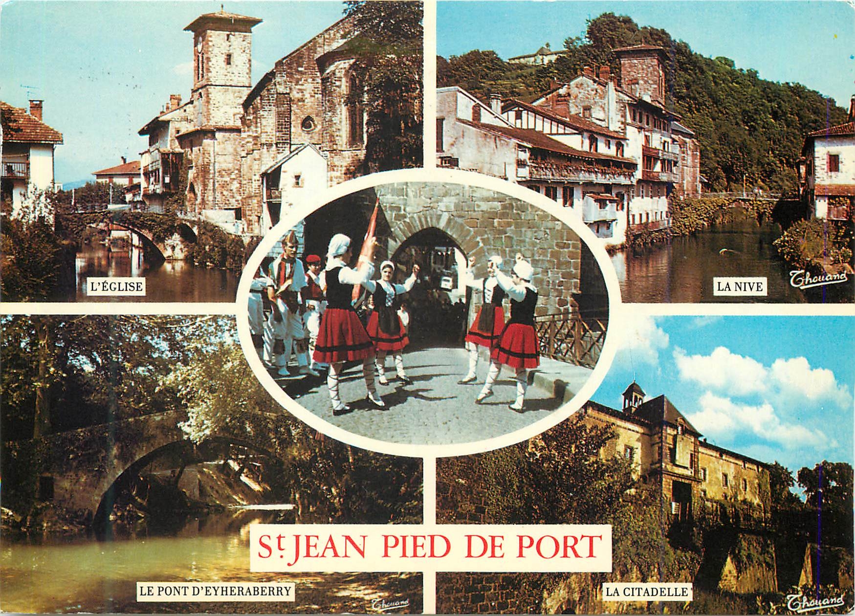 CPM Pays basque sait jean pied de port L'eglise La Nive Eyheraberry La citadelle