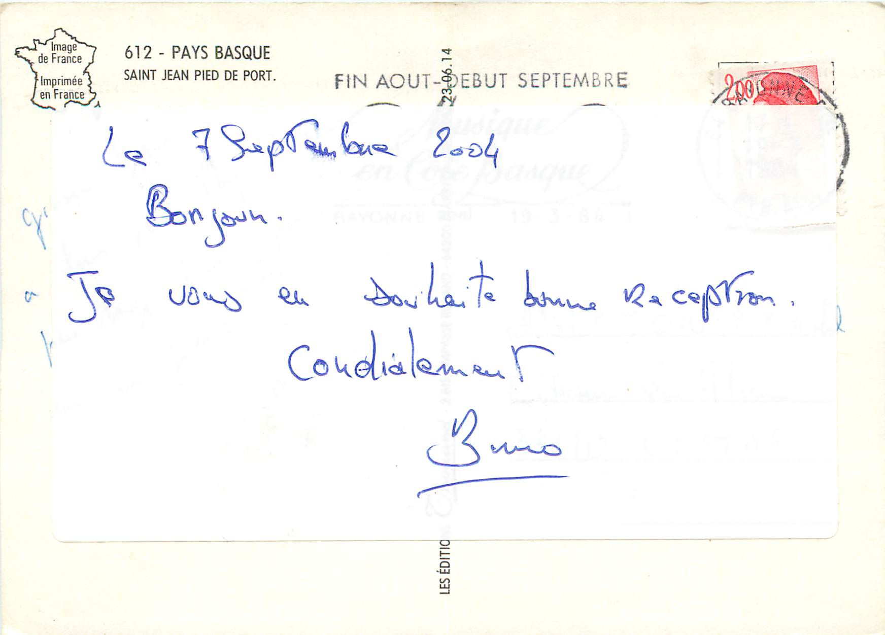 CPM Pays basque sait jean pied de port L'eglise La Nive Eyheraberry La citadelle — Rückseite
