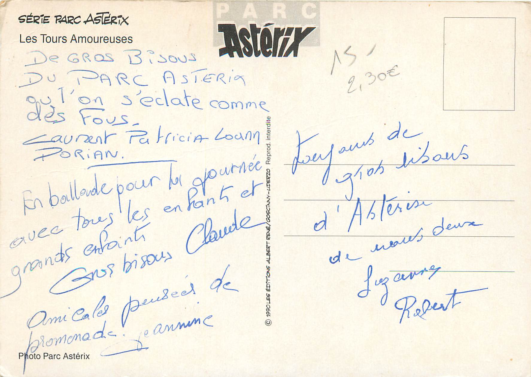 CPM Serie parc asterix les tour amoureuses — Rückseite