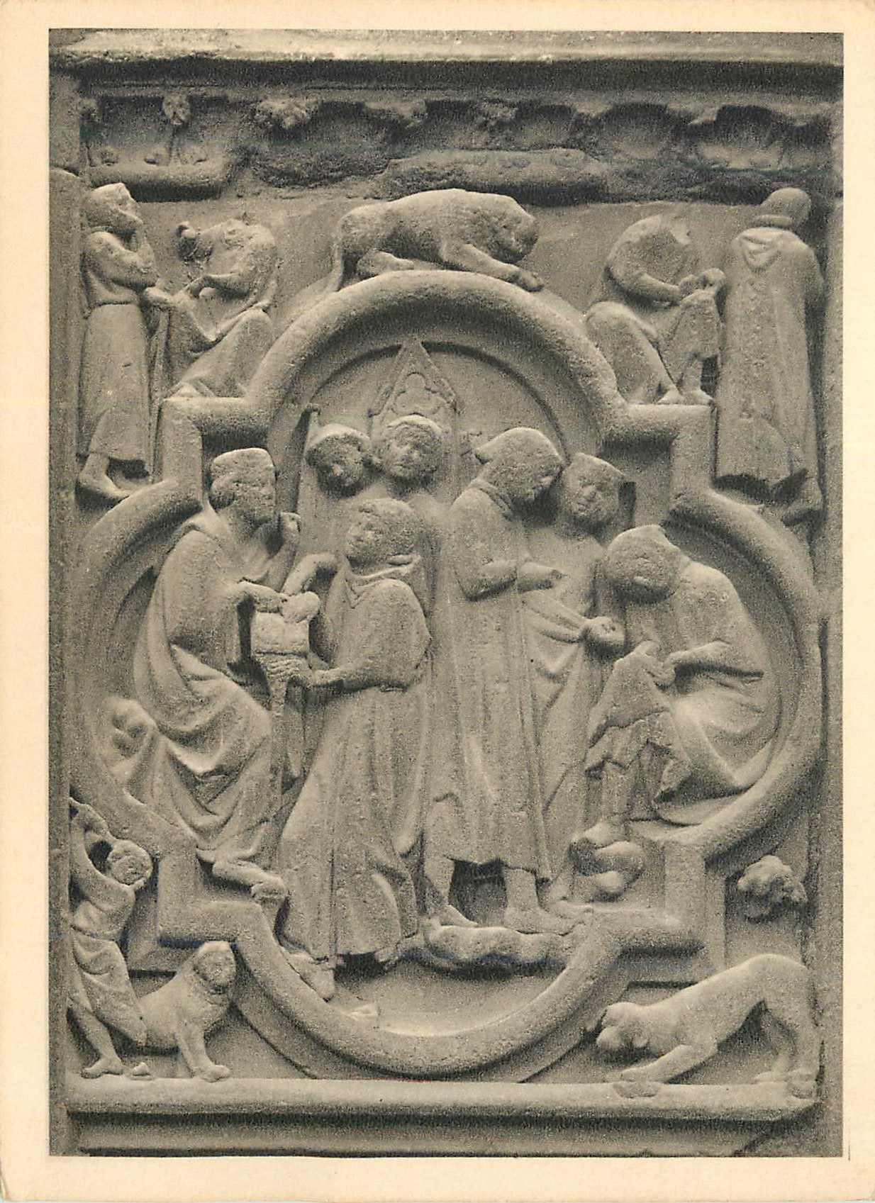 CPM Portail saint etienne bas relief lateral Notre Dame de Paris