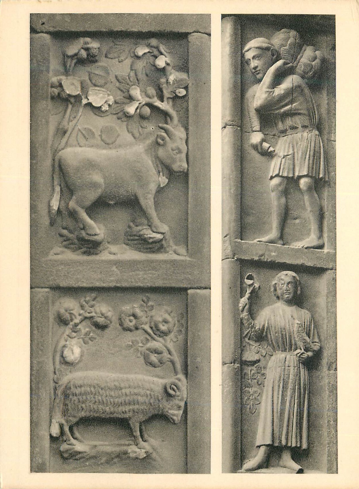 CPM Portail de la vierge detail des piedroits signes du zodiaque occupations des mois