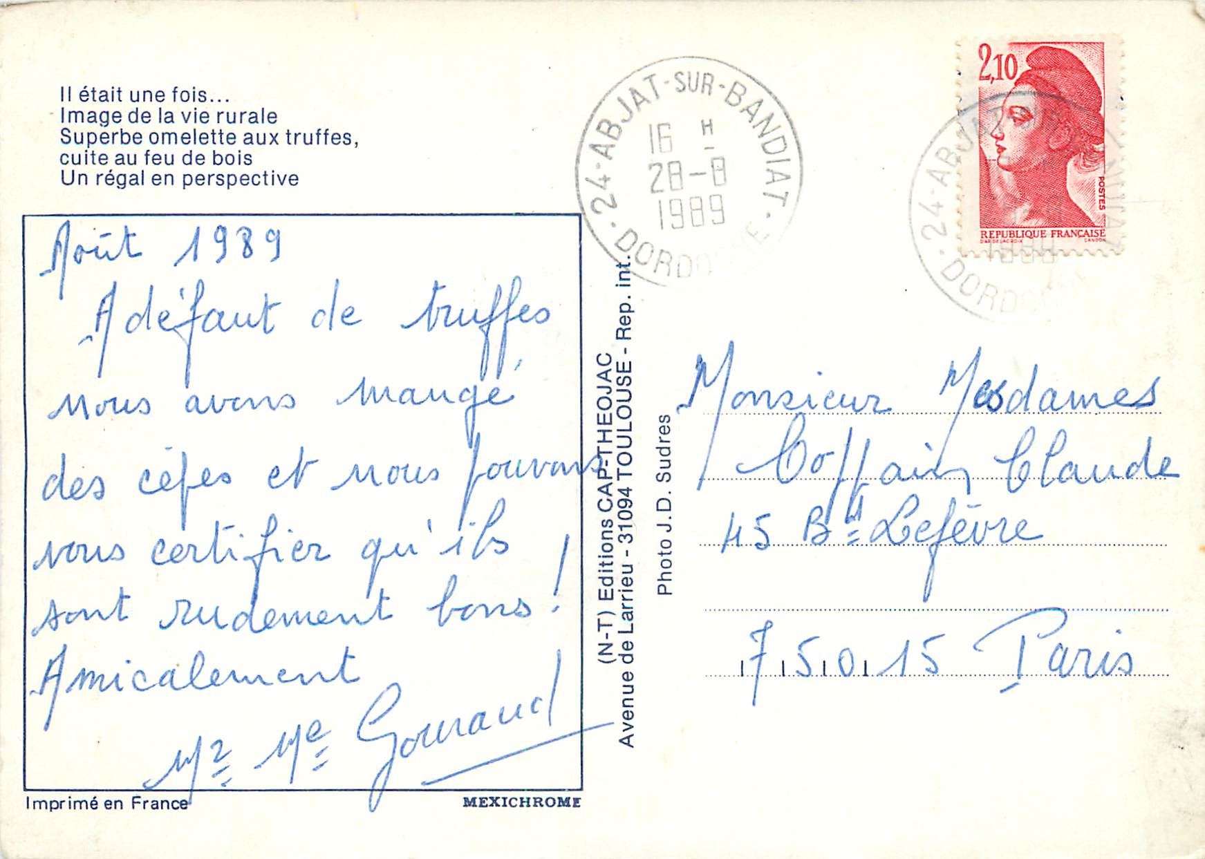 CPM Il etait une fois image de la vie rurale — Back