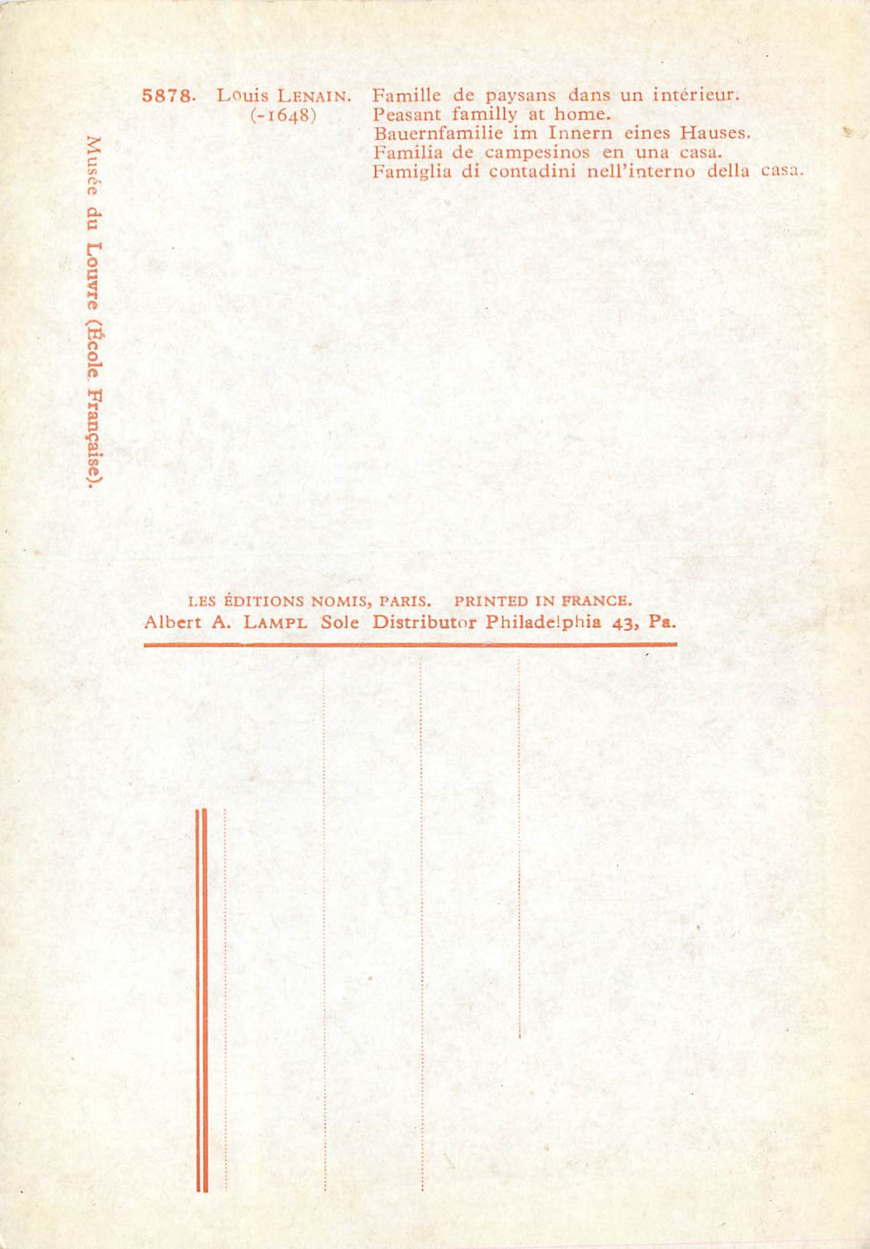 CPM Louis lenain famille de paysans dans un interieur — Verso