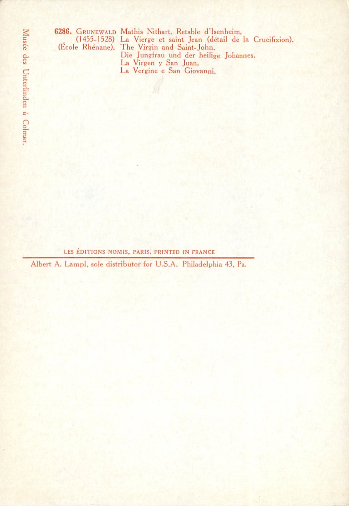 CPM Grunewald mathis nithart retable d'henheim (1455 1528) — Verso