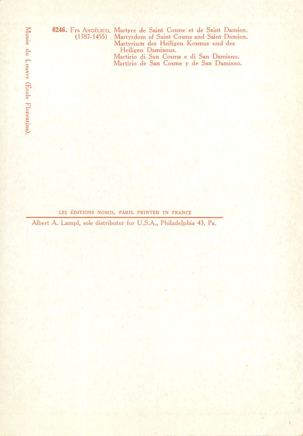 CPM Fra angelicco martyre de saint cosme et saint damien (1387 1455) — Verso