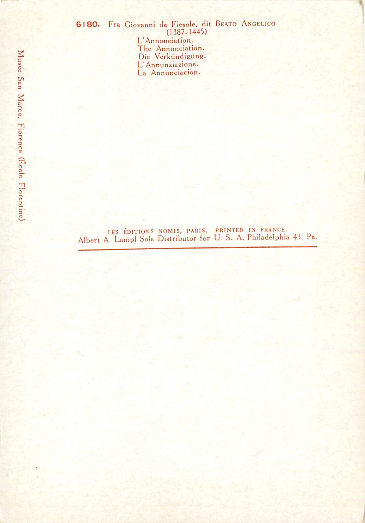 CPM Fra giovanni de fiesole dit beato angelicco (1387 1445) l'annonciation — Back