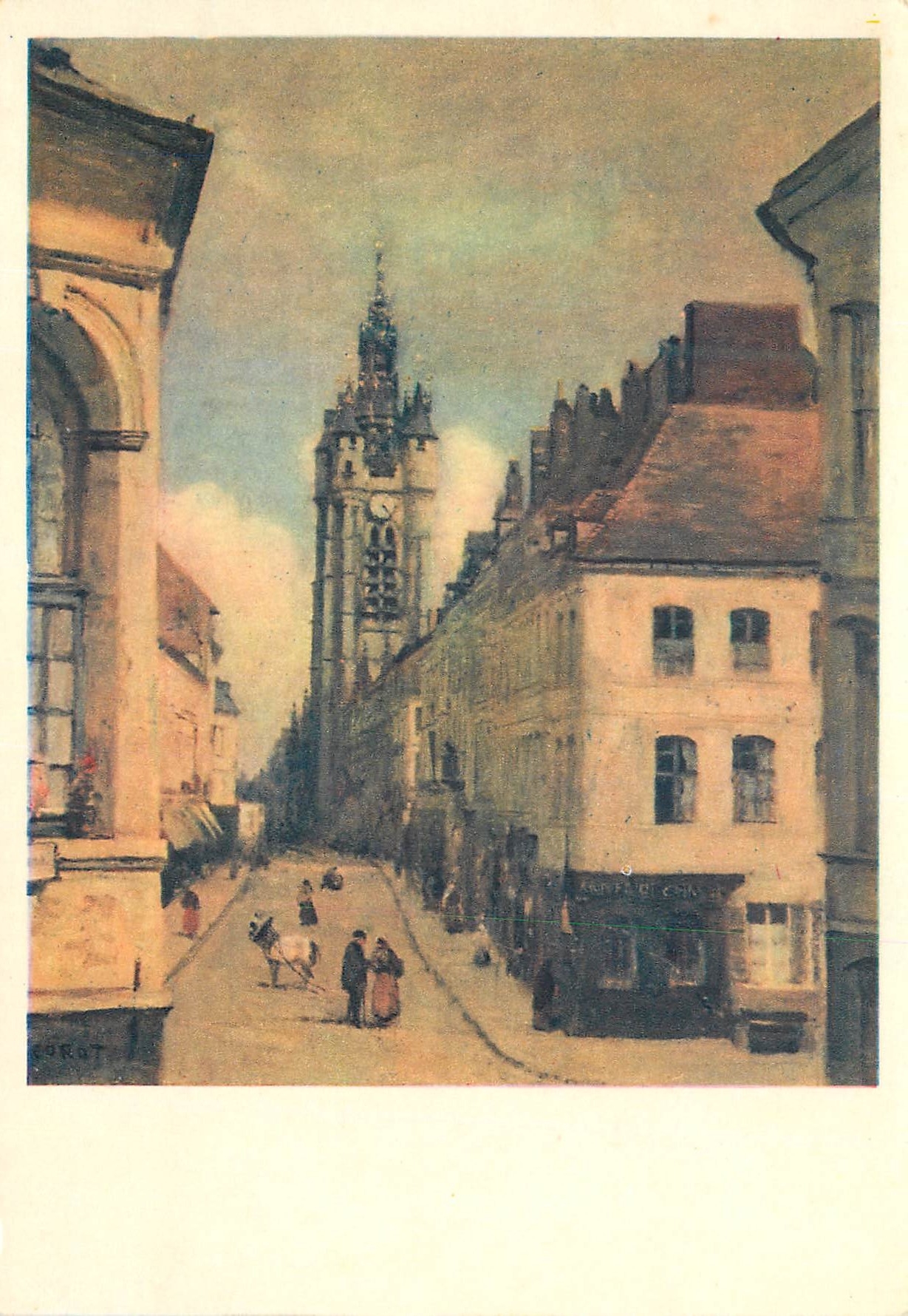Le Beffroi de Douai — peinture de J.-B. Corot — édition Braun & Cie, Mulhouse