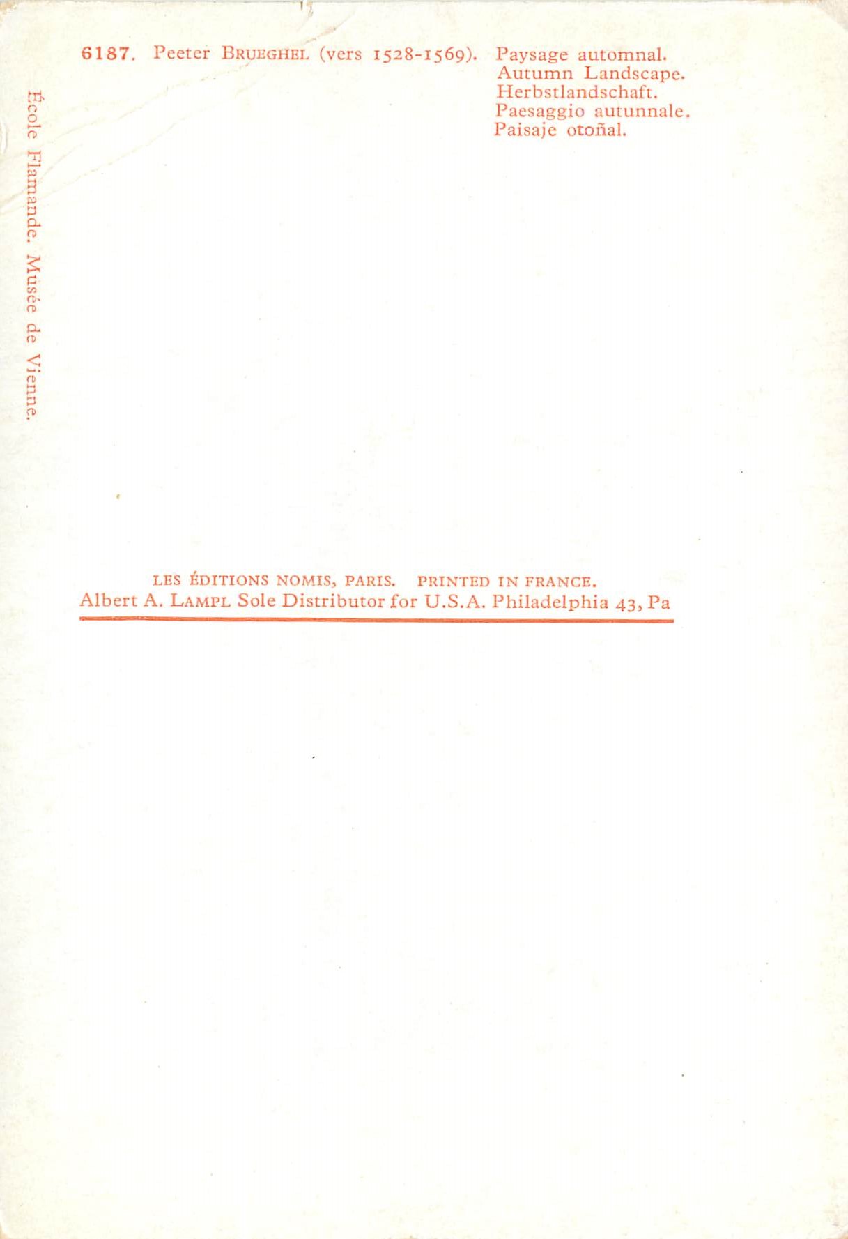 CPM Peeter brueghel (vers 1528 1569) paysage autommal — Verso