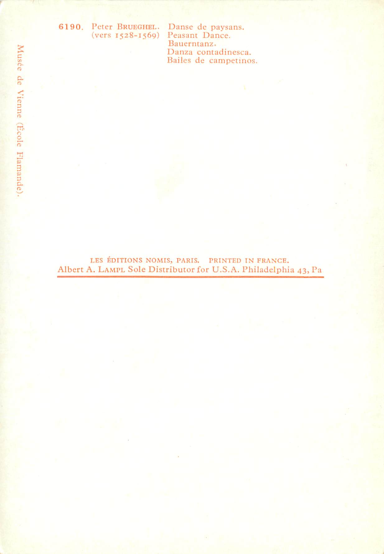 CPM Peter brueghel (vers 1528 1569) danse de paysans — Verso