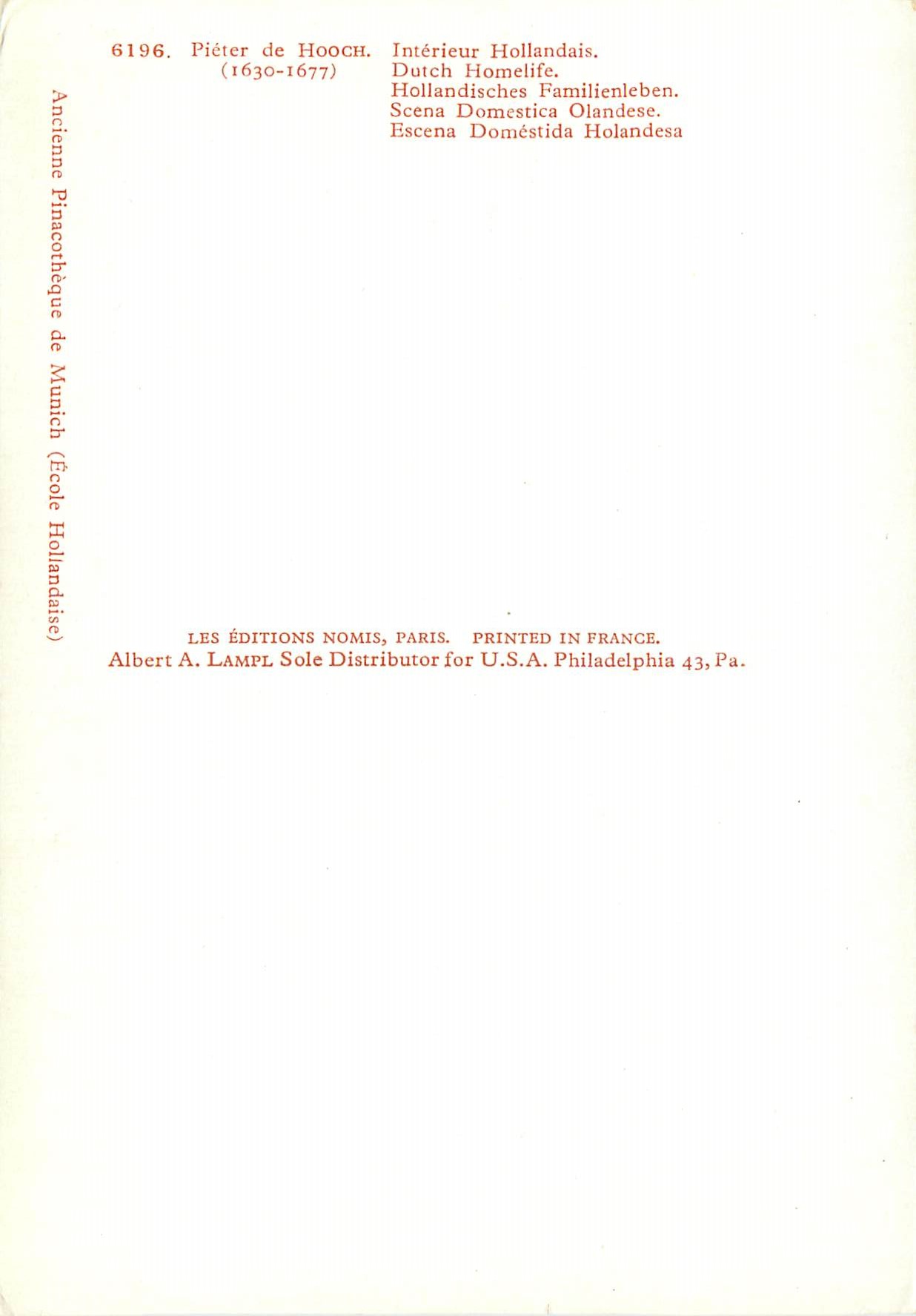 CPM Pierre de hooch (1630 1677) interieur hollandais — Verso