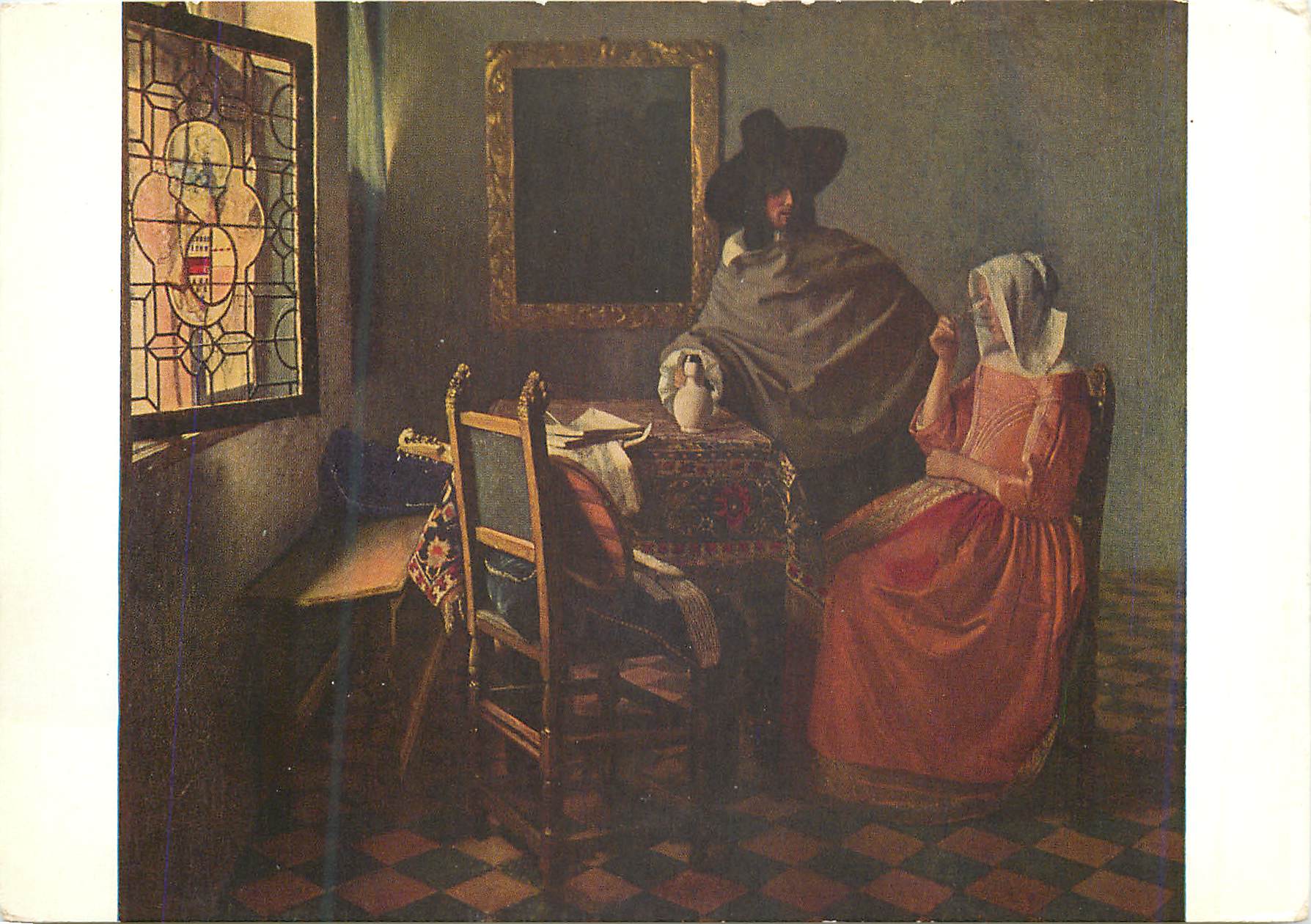 CPM Johannes vermeer (1632 1675) gentlhomme et dame buvant du vin