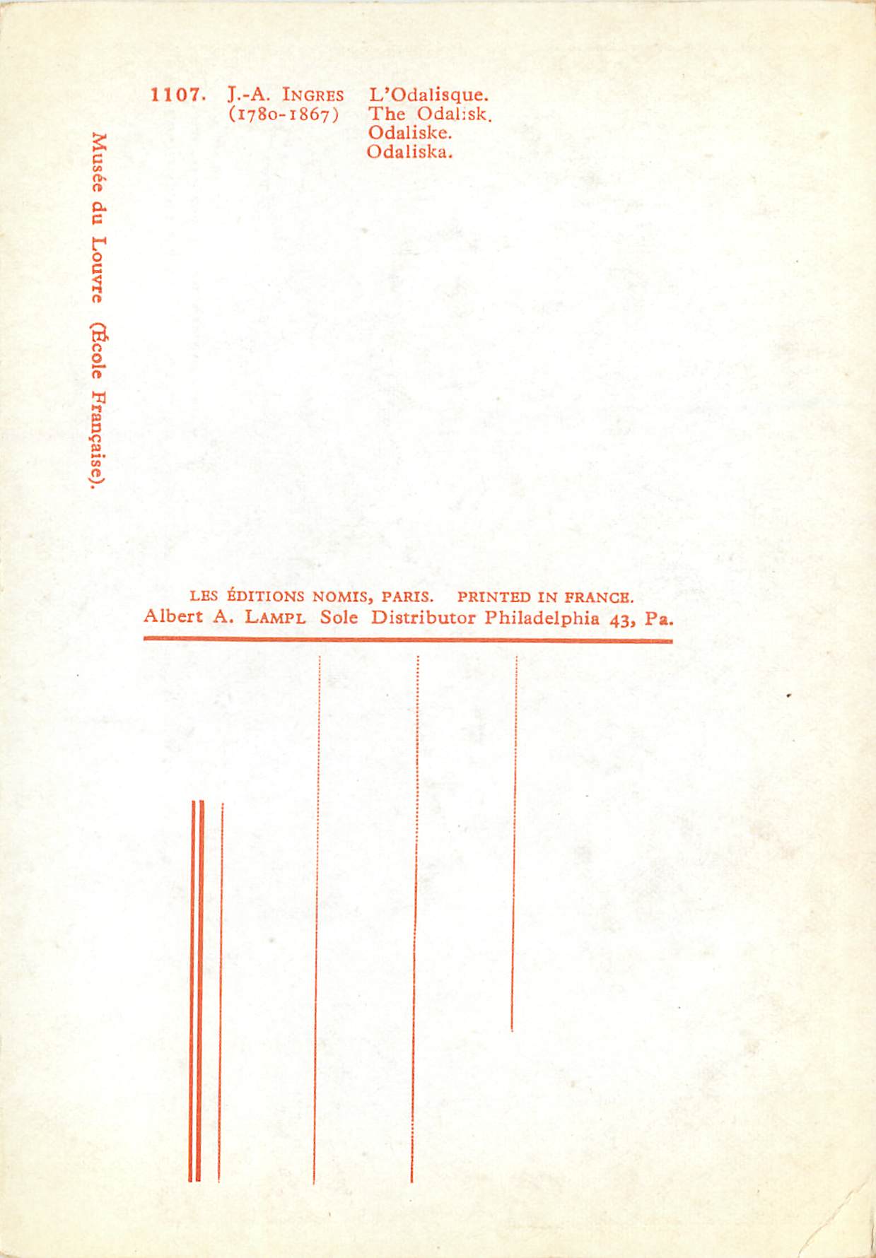 CPM J A Ignes (1780 1867) l'odalisques — Verso