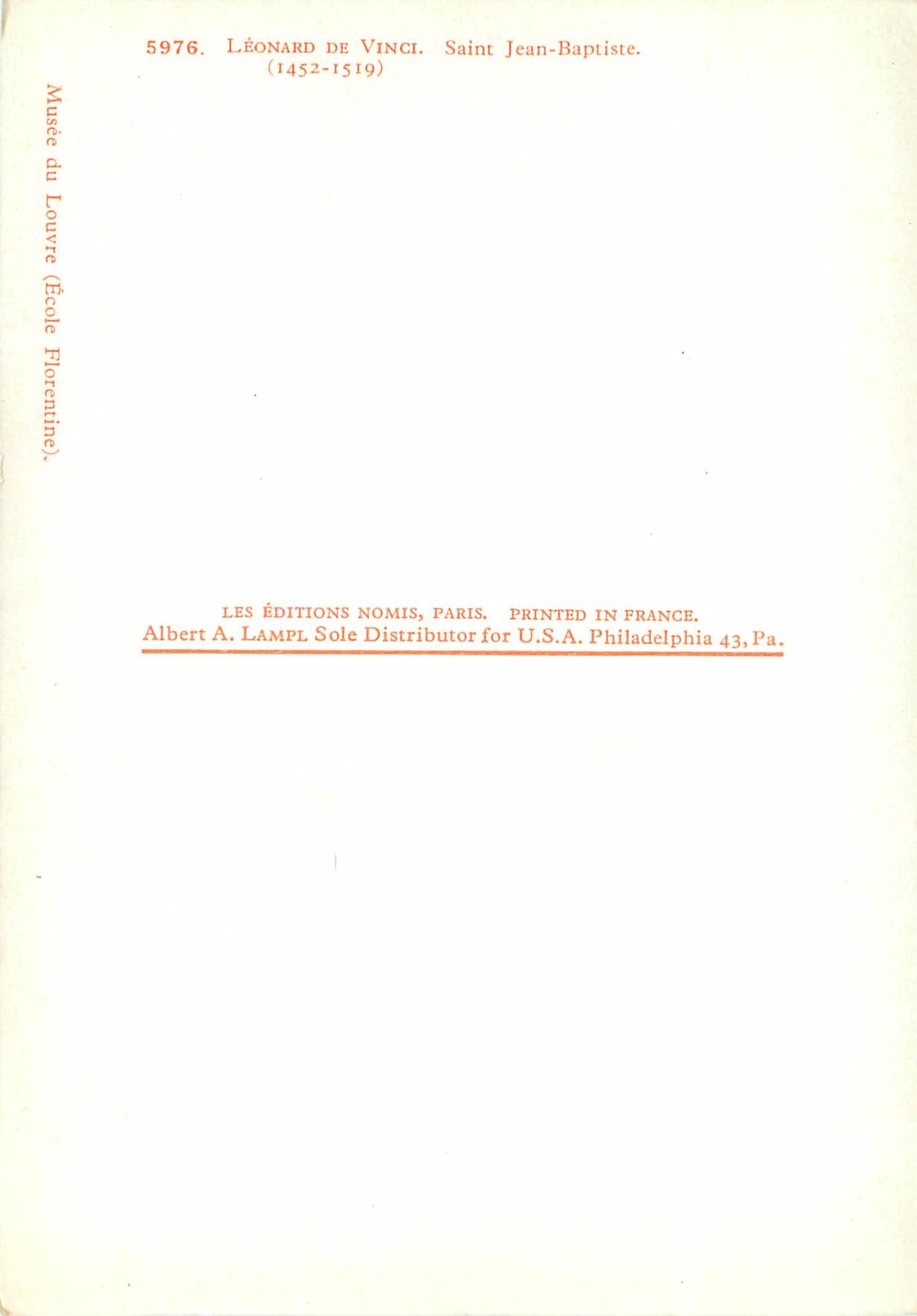 CPM Leonard de vinci (1452 1519) saint jean baptiste — Verso