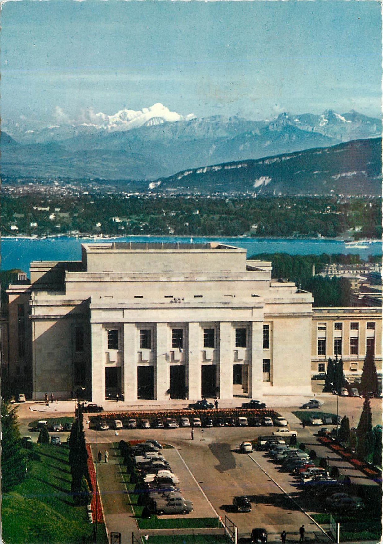 CPM Geneve le palais et le mont blanc (4810 m)