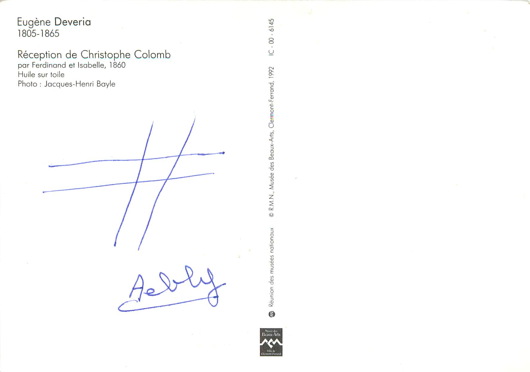 CPM Eugene deveria 1805 1865 reception de christophe colomb — Verso