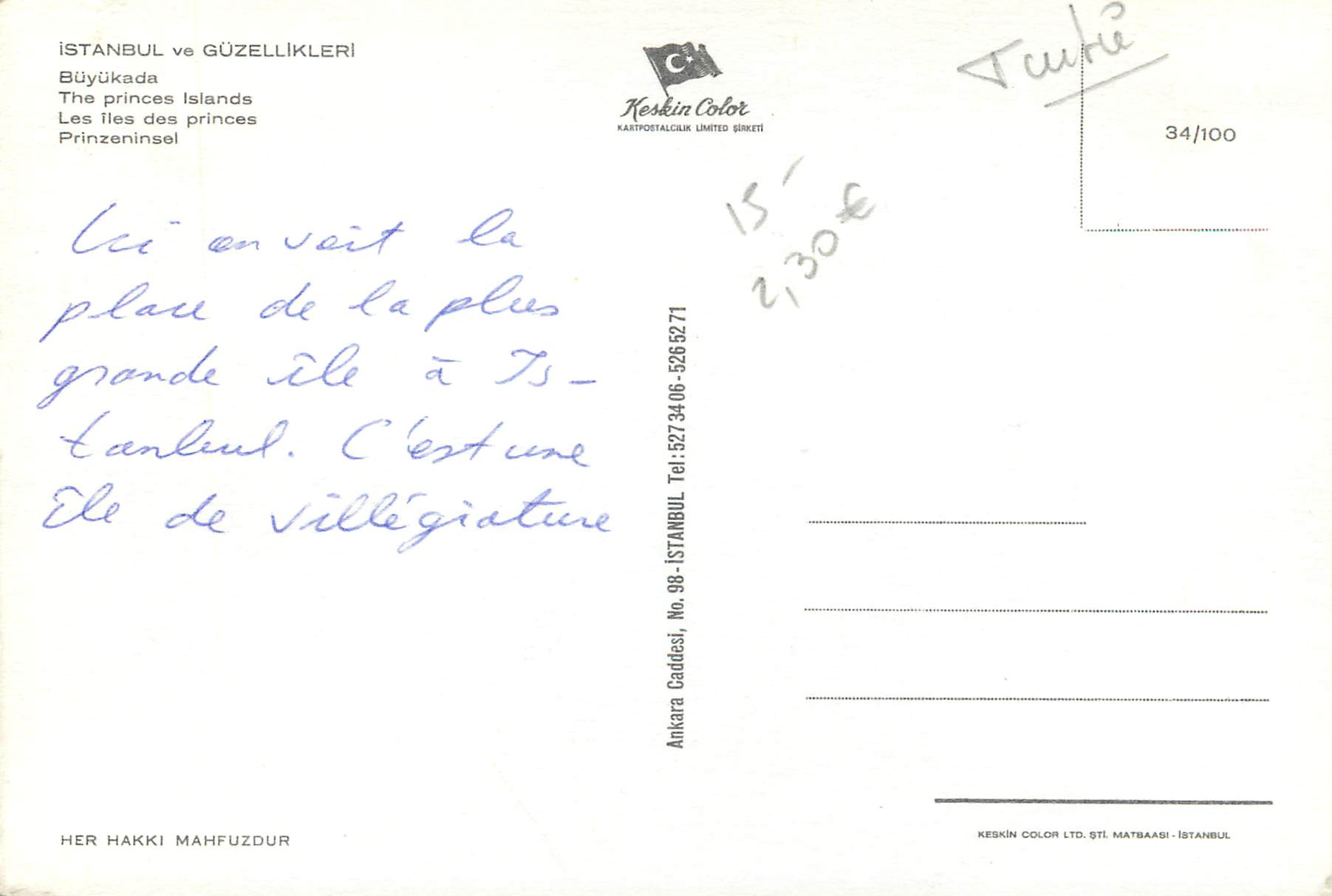 CPM Istanbul les iles des princes — Verso