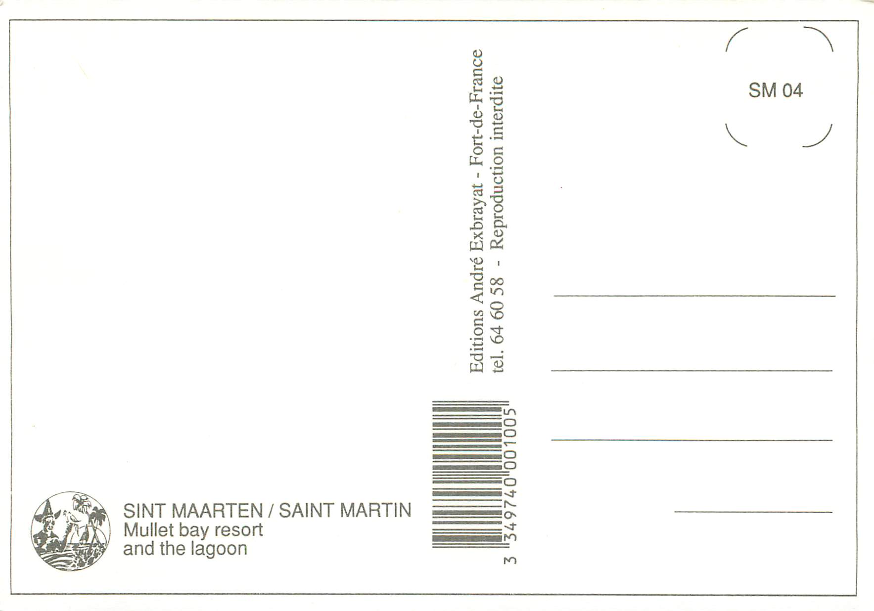 Saint Martin — vue aérienne du resort Mullet et de la lagune — Éditions André Exbrayat — Rückseite