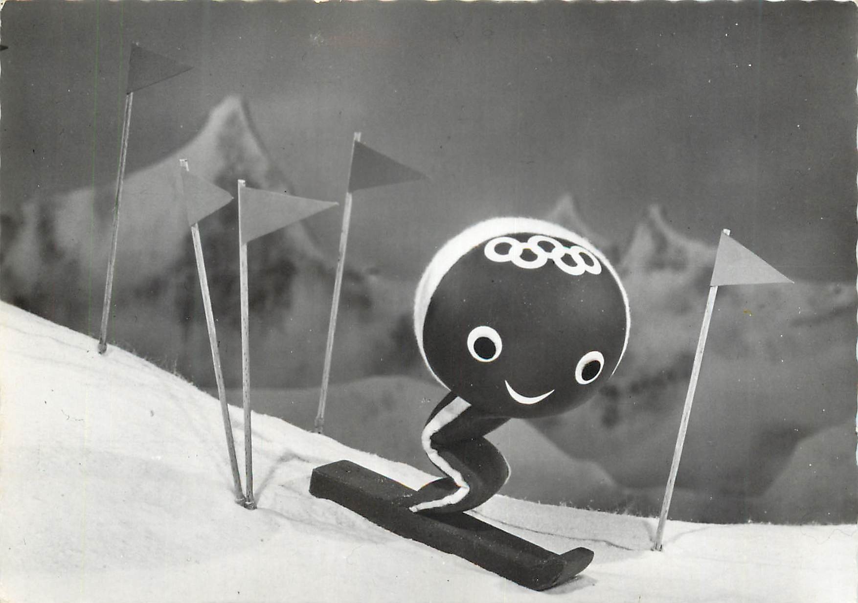 CPM Shuss creation aline lafargue personnage officiel des 10e jeux olympiques d'hiver Ski